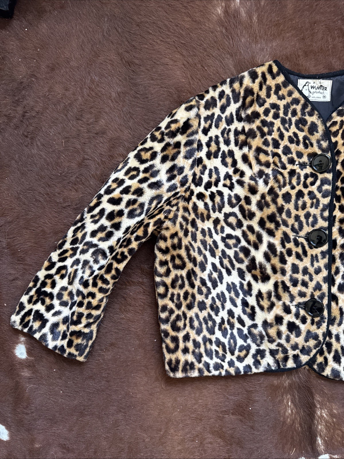 Vintage Women’s 50s Faux Leopard Fur Top Small Winter Product Campus