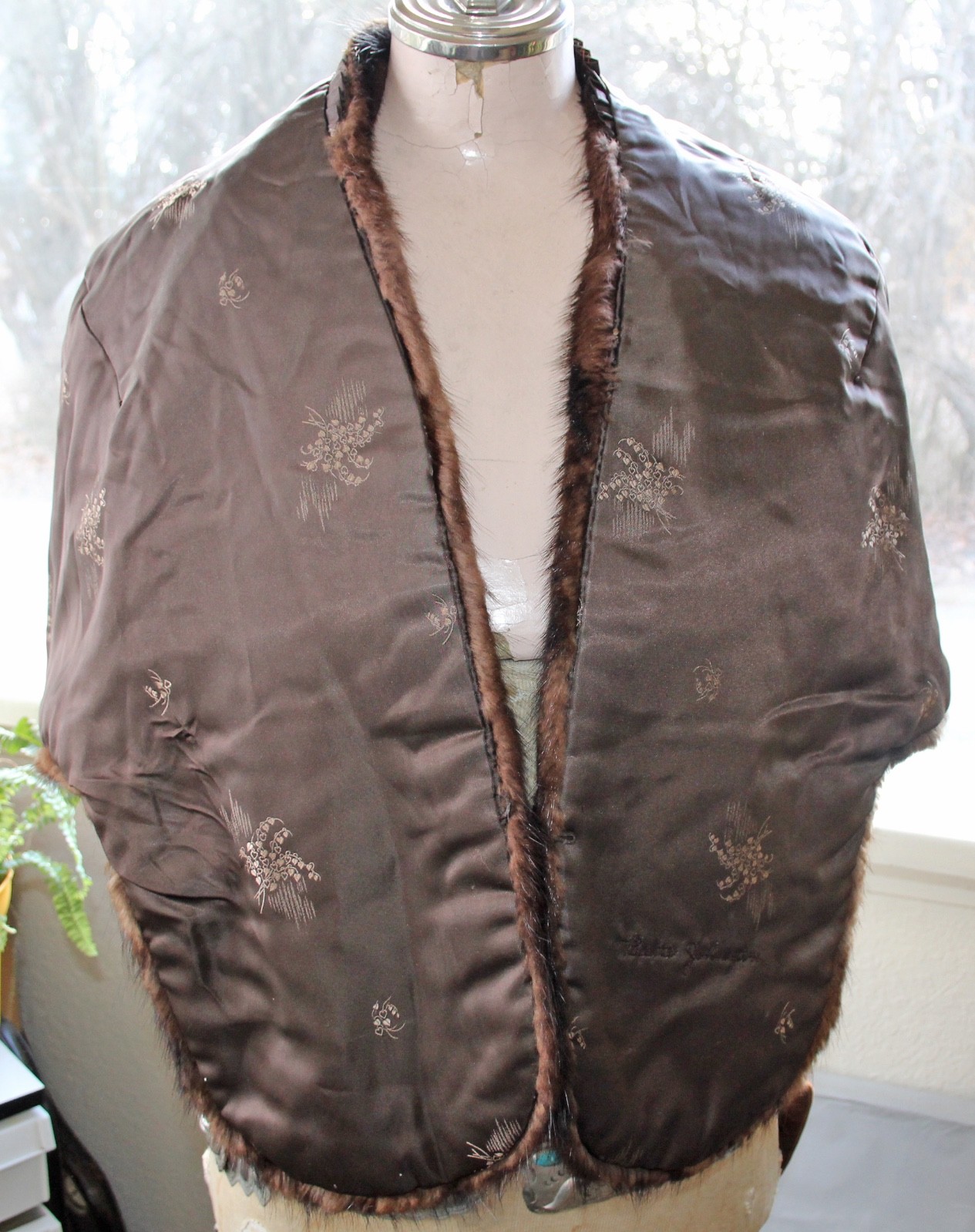 Vintage Sable Fur Shawl Stole Collar Jacket w Pockets Furrier Spokane WA Lined