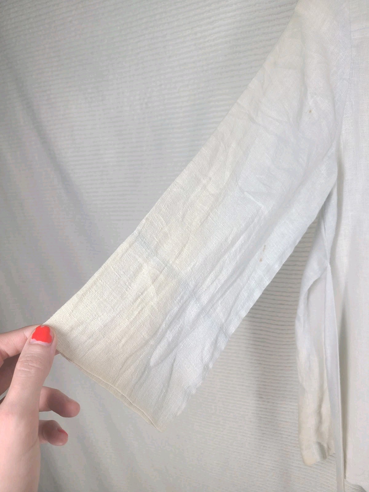 Vintage 70s Gauze Boho Top 100% Cotton Light Chambray Blue Tie Back Medium