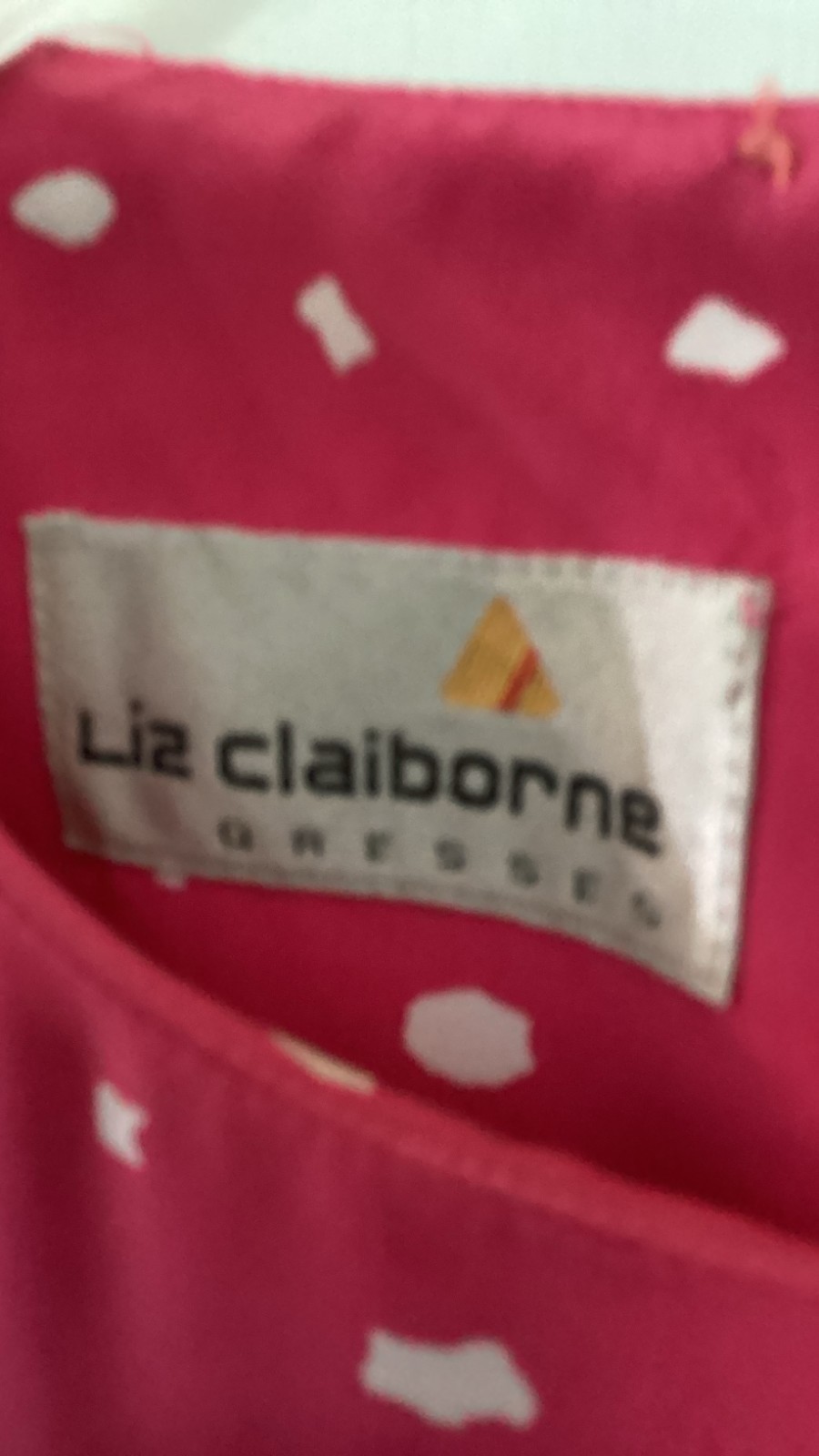 Vintage 1980s Liz Claiborne Pink Polka Dot Midi Dress Short Sleeve Retro