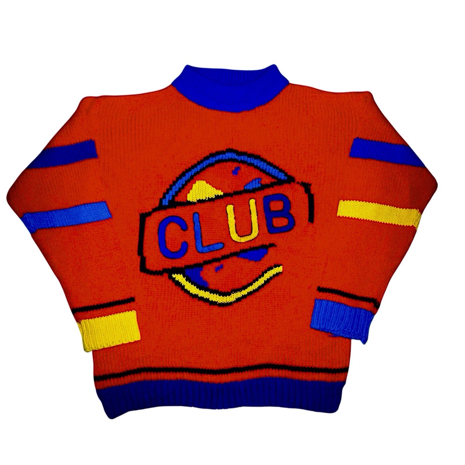 Vintage Womens Sweater JJ Fargo Stained Cheerleader CLUB BOY CRAZY 70s 80s Large
