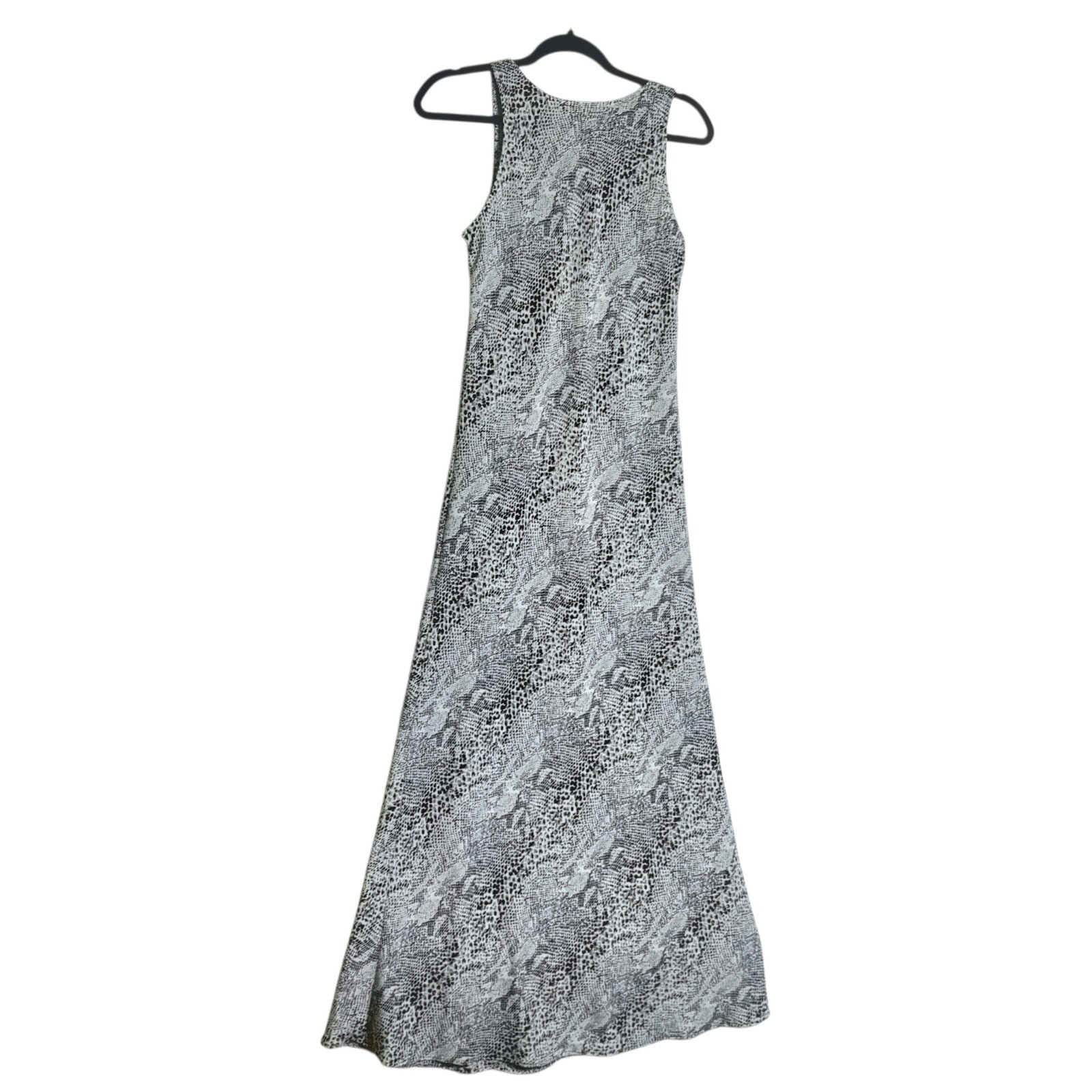Jay Jacobs Vintage 90s Snakeskin Print Maxi Dress Grey Black Sleeveless Size 11
