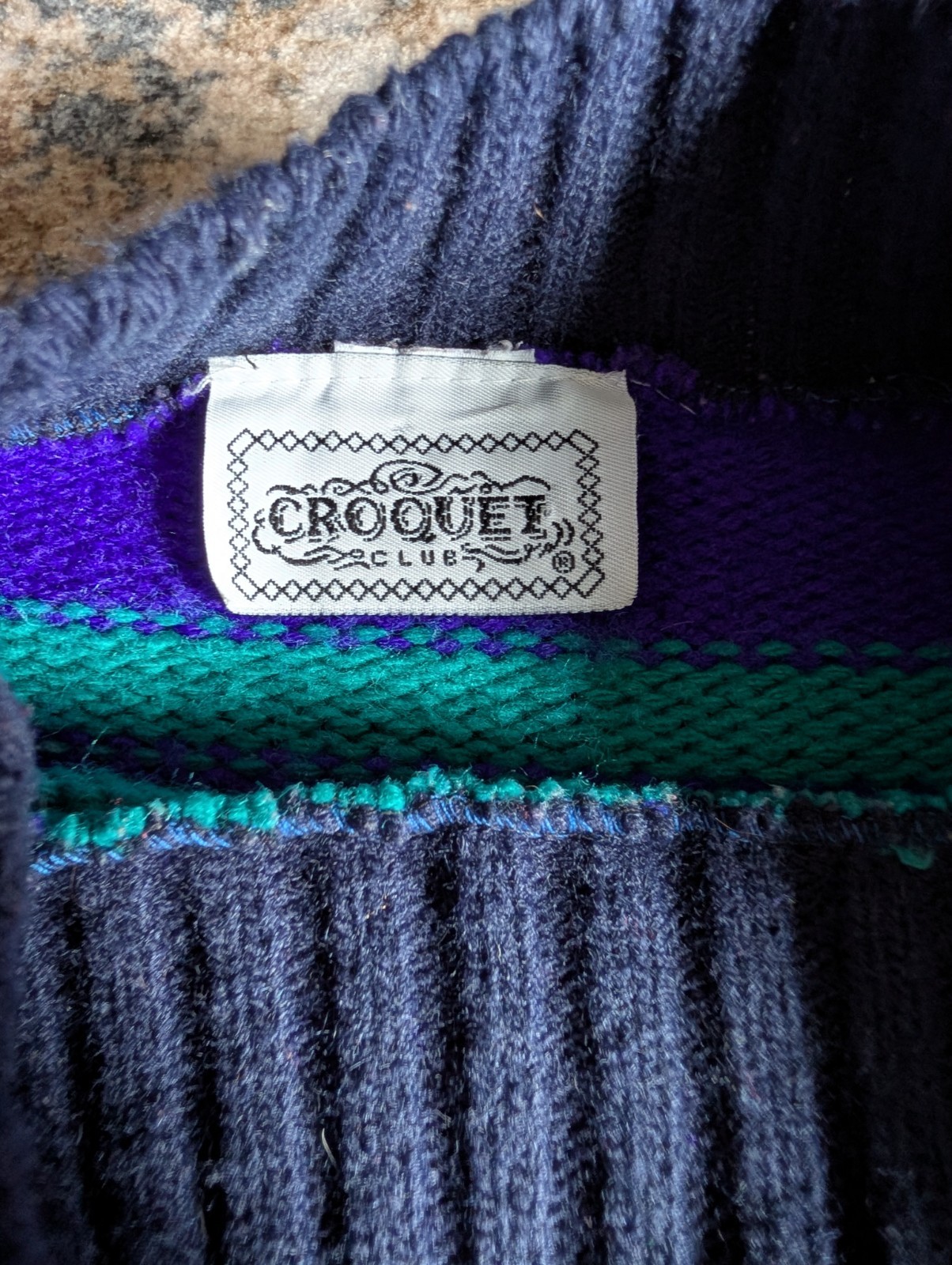 Vintage Croquet Club Striped Sweater 90s Colorblock Knit Womens L Mens S