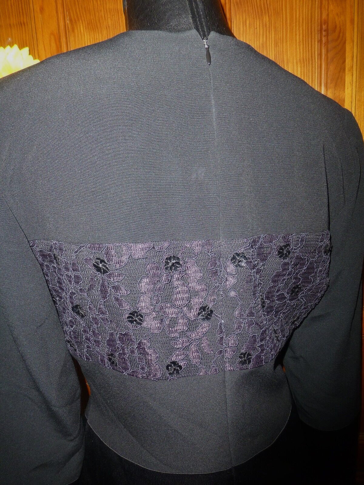 VTG BILL BLASS Black Sequin Lace Crepe Satin Evening Party Sheath DRESS sz 8 M
