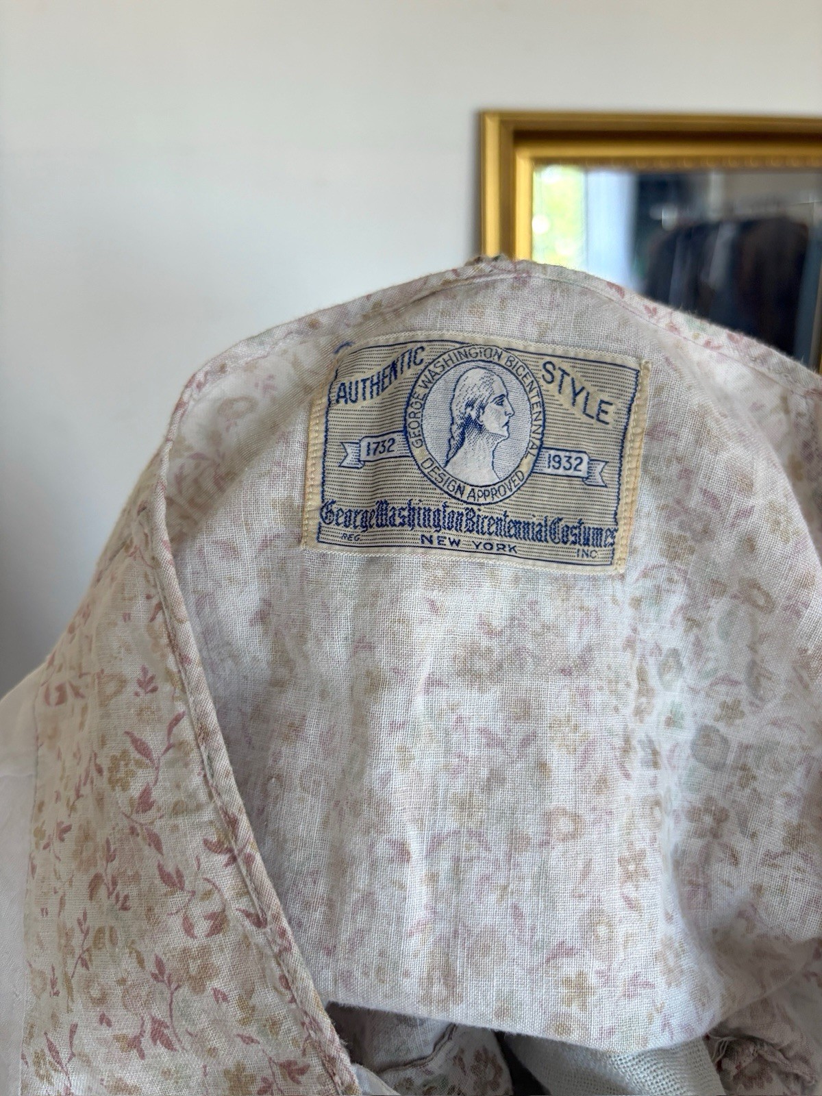 Antique 1932 George Washington Bicentennial Floral Cotton Colonial Costume Dress