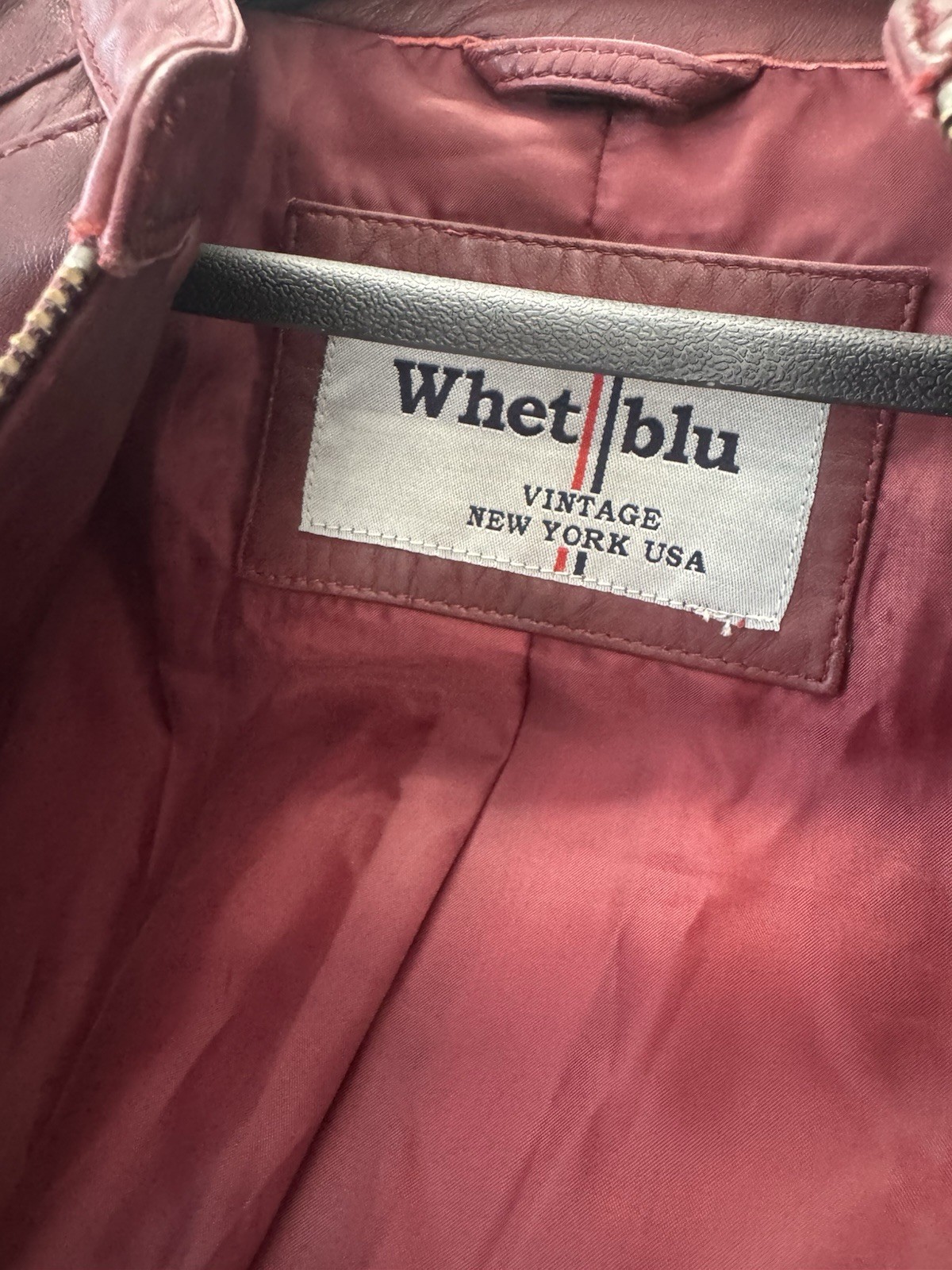 Whet Blu Burgundy Women’s Leather Zip Jacket – Size XL