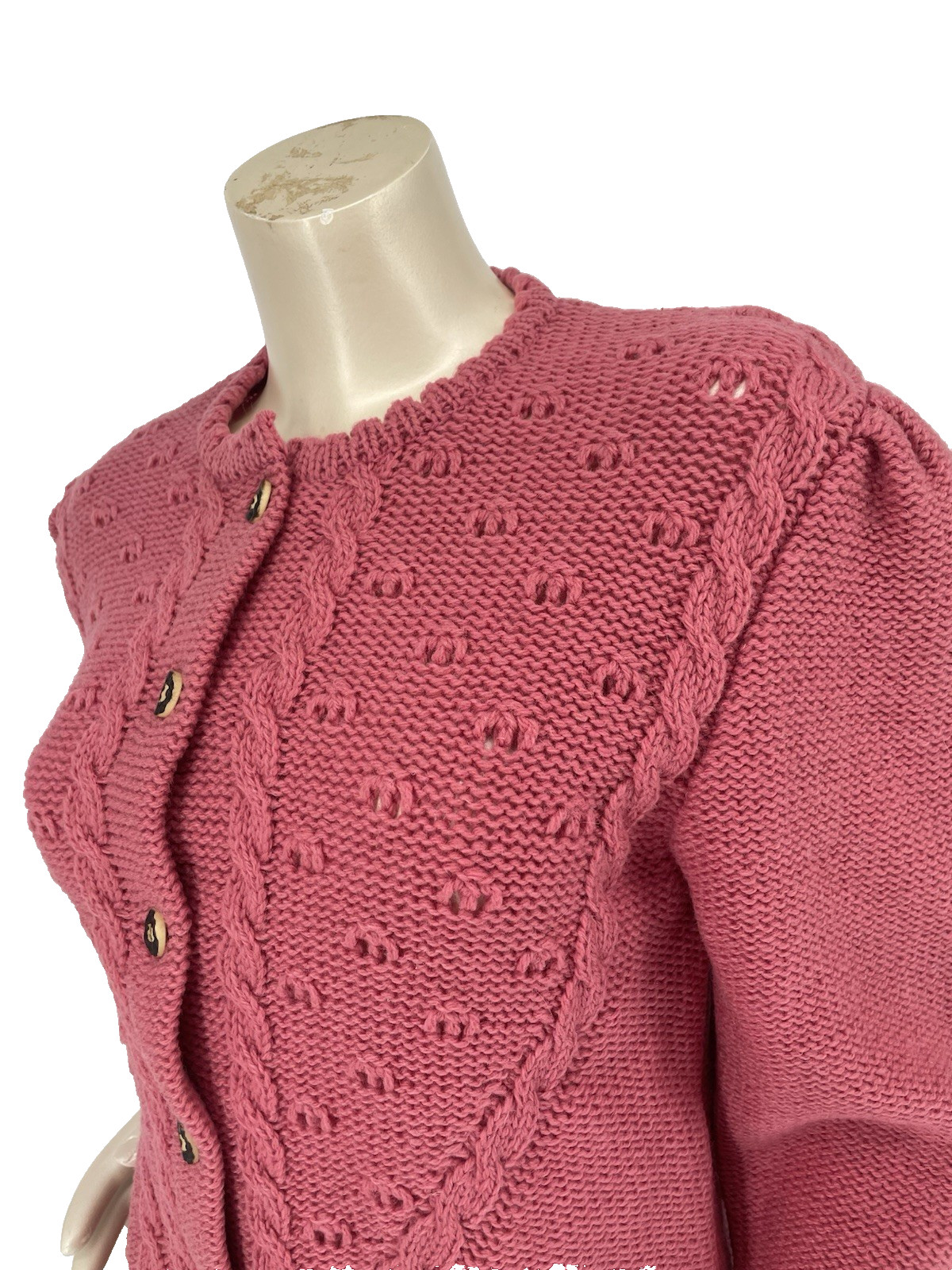 Vintage 80s Stapf Tyrol Pink Alpine Austria Knit Wool Fraulein Sweater Cardigan