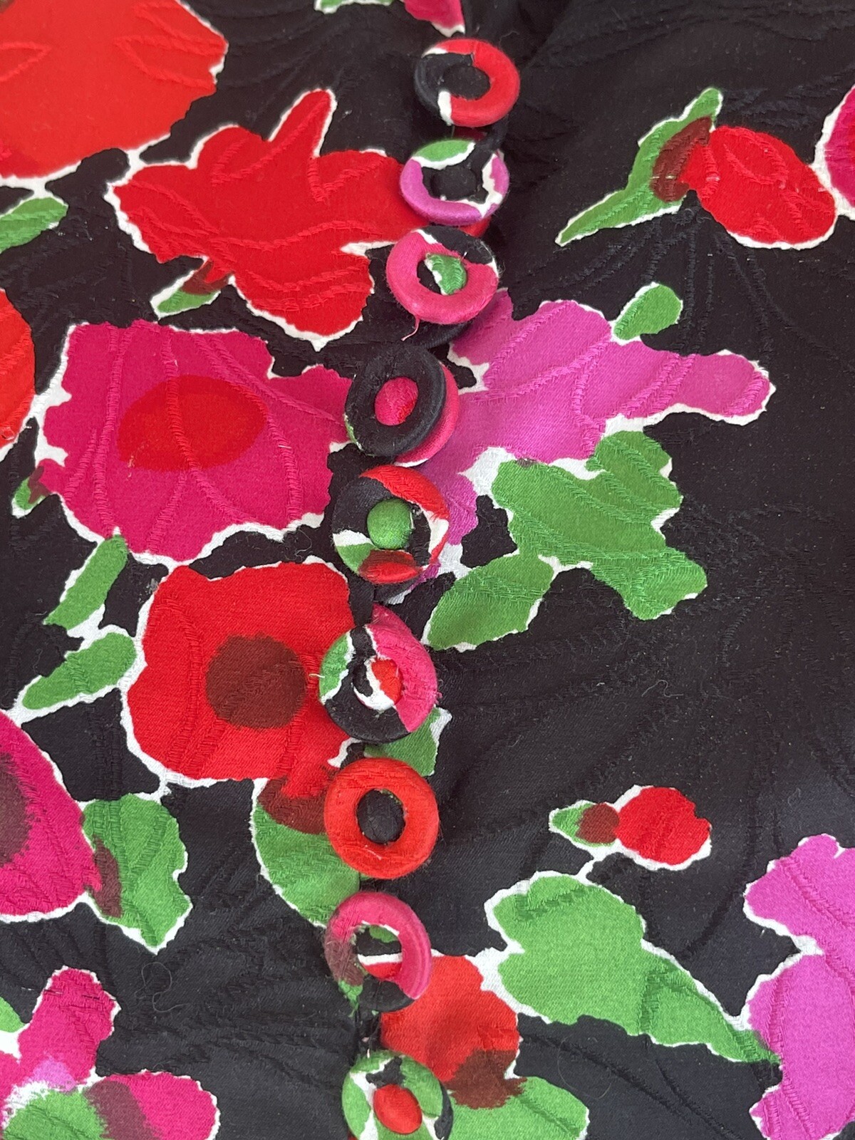 Stunning Vintage 1980’s Pauline Trigere Black Pink Floral Cocktail Ensemble