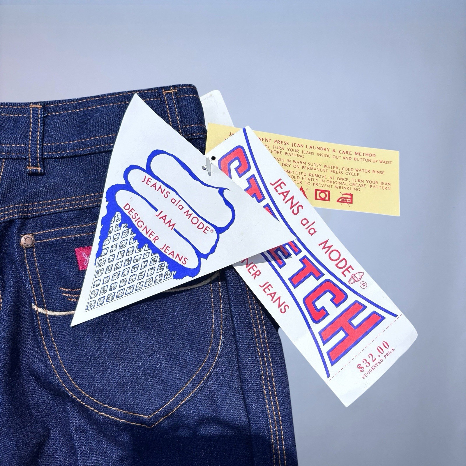 Deadstock Vintage 70s 80s High Waisted Dark Wash Stretch Jeans