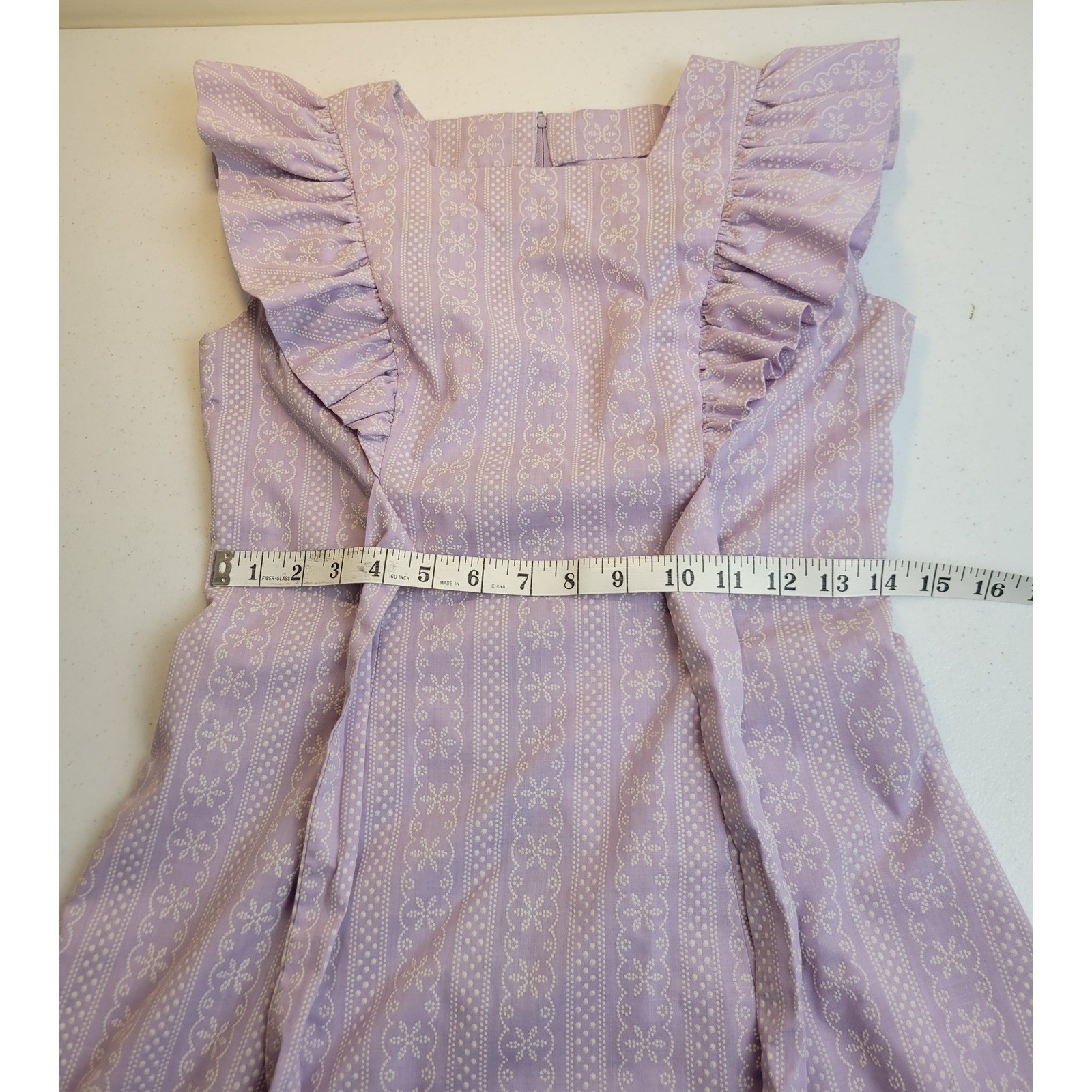 Vtg Maxi Dress Vintage Handmade Cottagecore Prairie Ruffle Purple Lavender XS