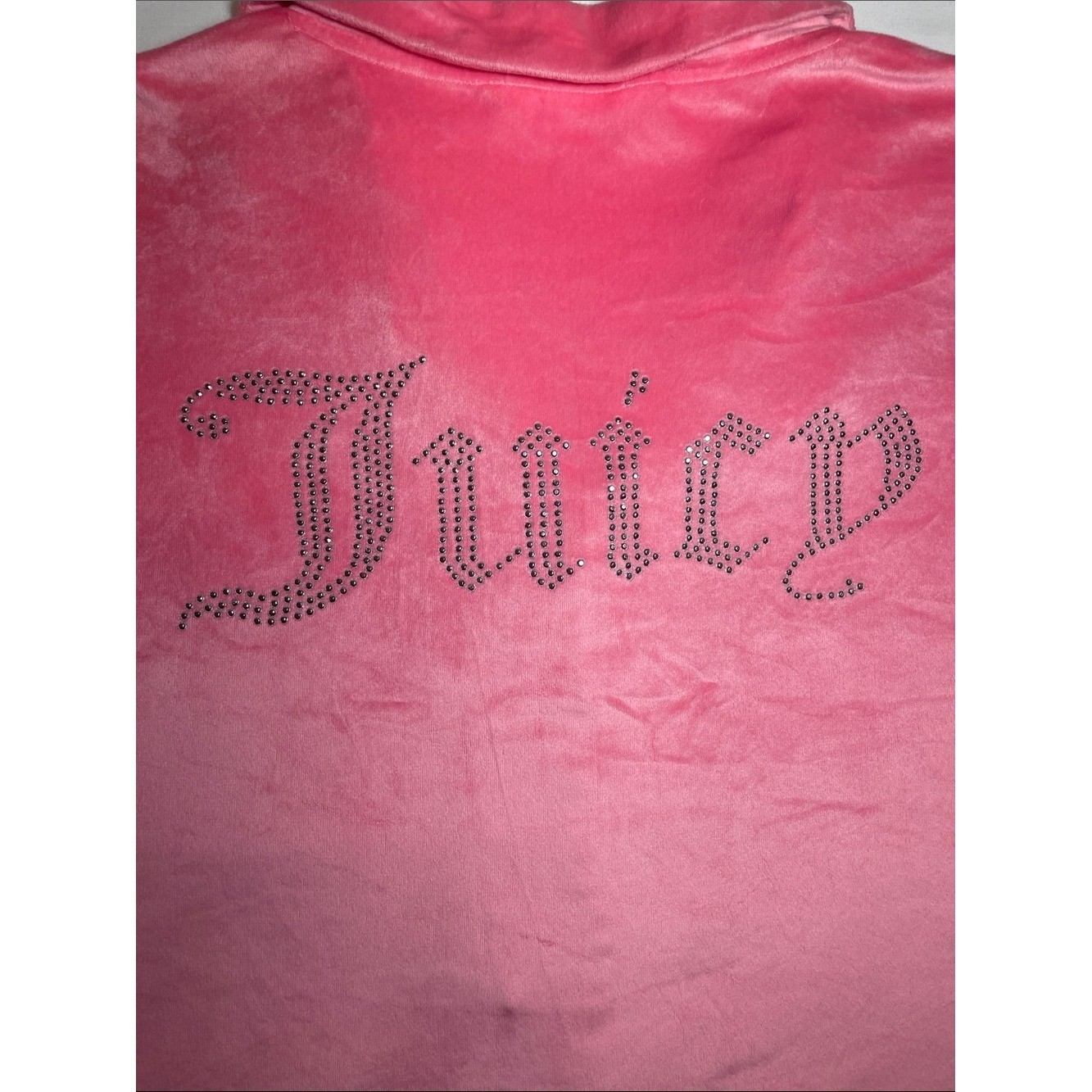 OG AUTHENTIC Juicy Couture BLING Pink Velour Cropped Button-Down sleep Shirt M