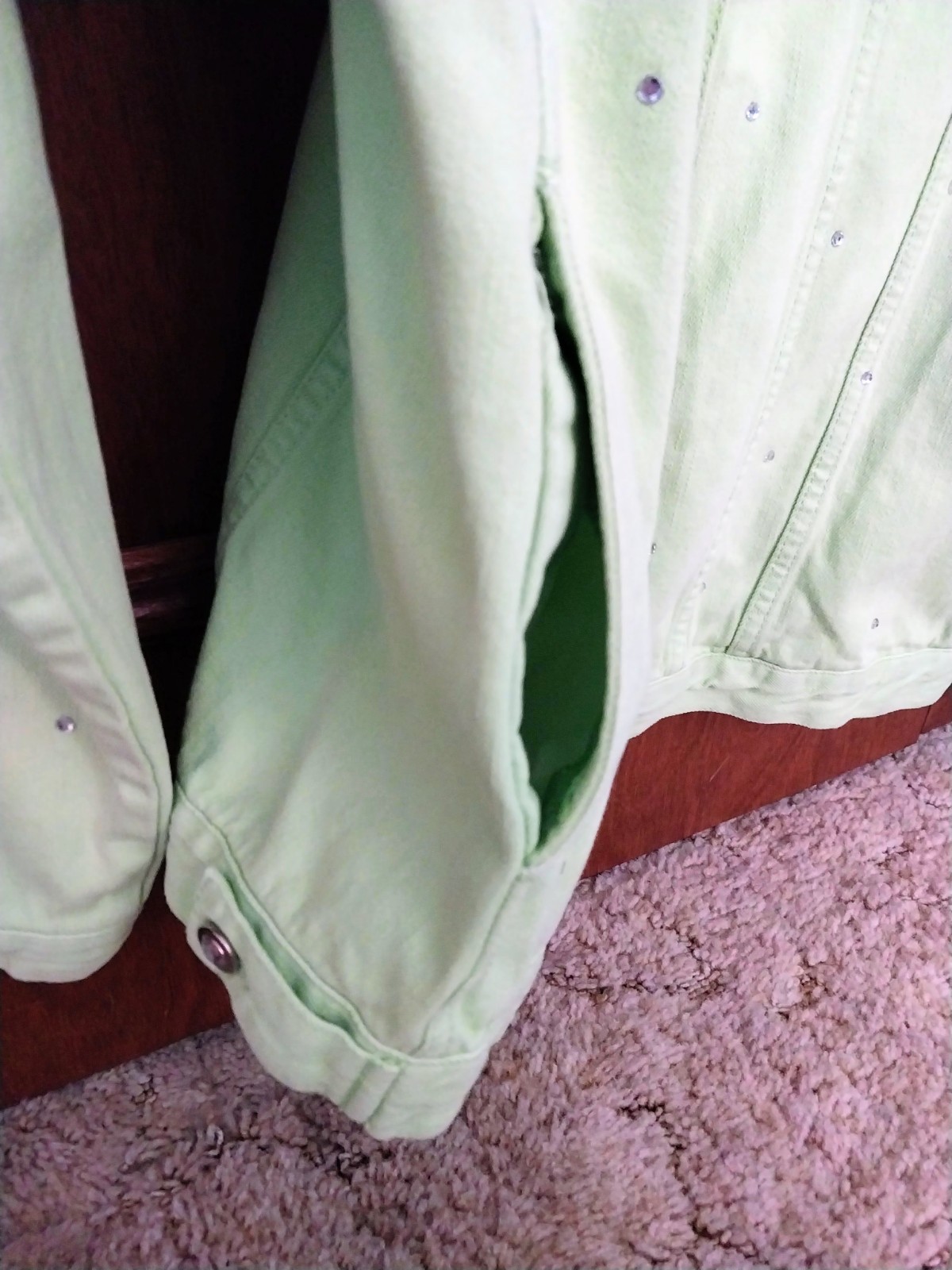 Vintage Green Jacket,”Quaker Factory”Size Medium,Two Chest Pockets,Elastic Waist