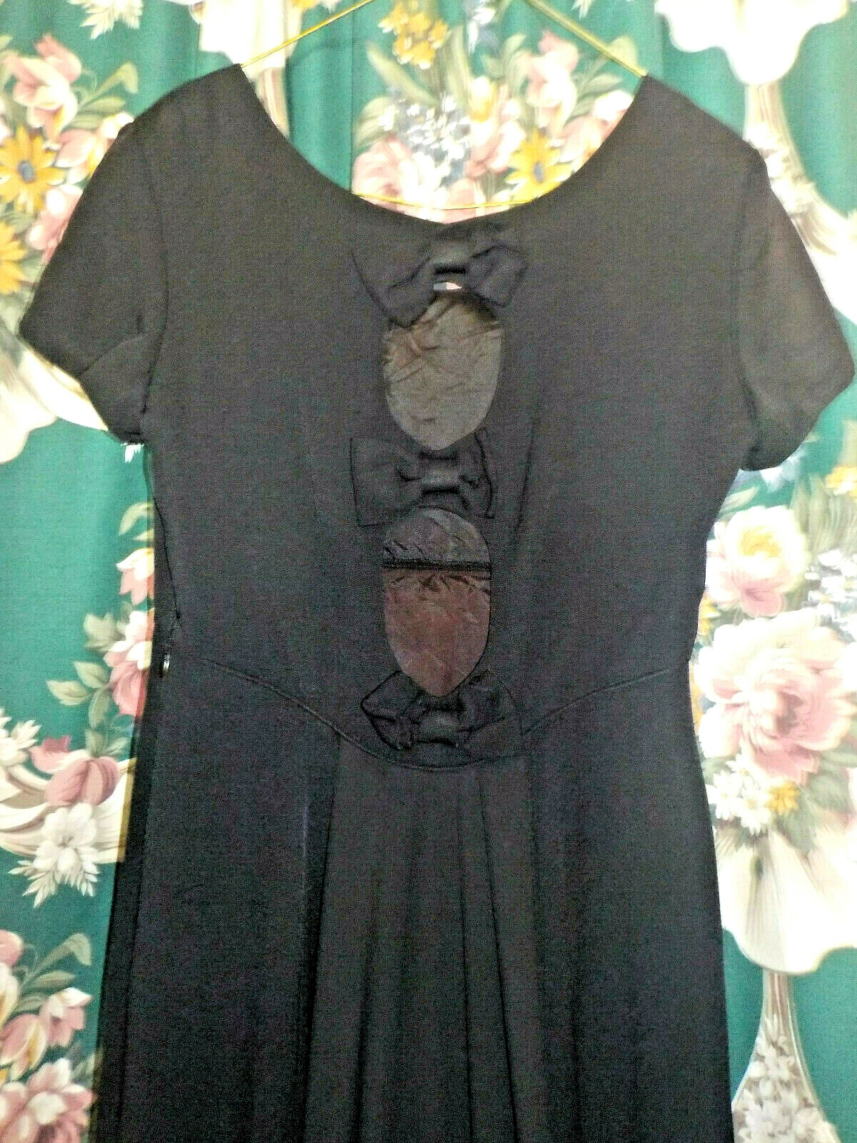Vintage Jeffrey & Dara Formal Black Dress with 2 Trains Evenings by Tom Barra