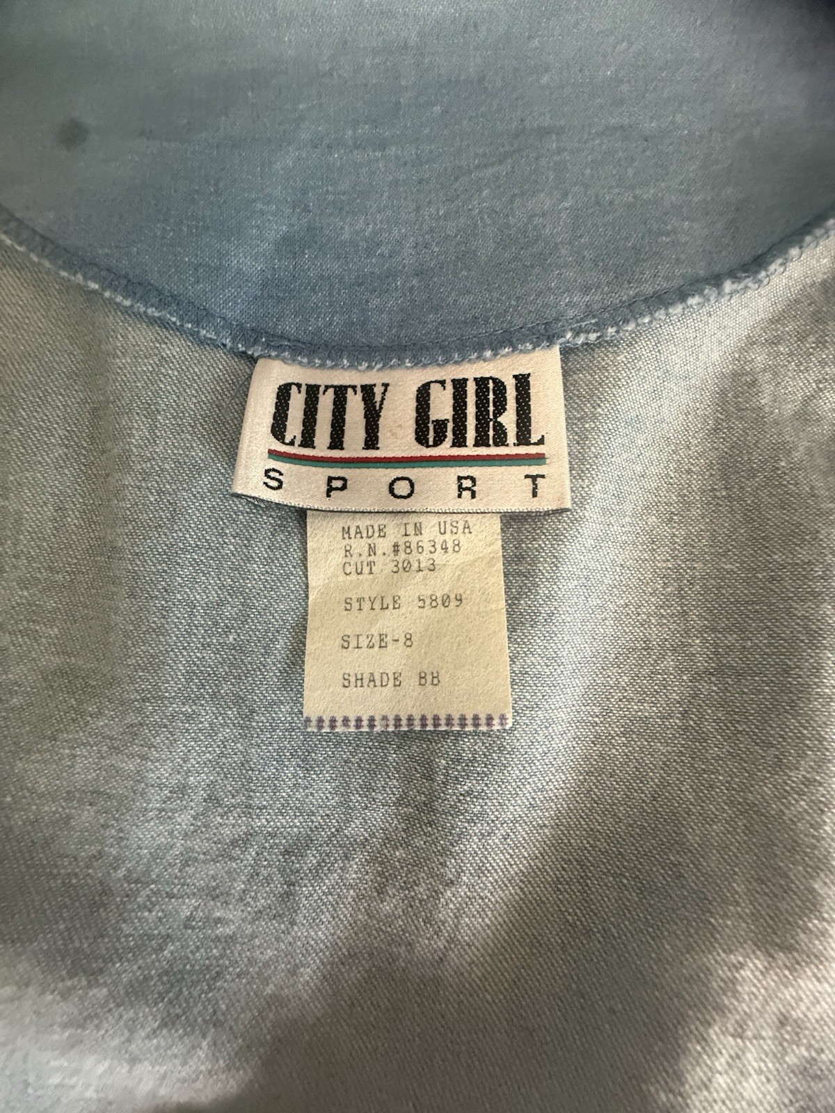 City Girl Sport Blue Denim Embellished Vest 100% Cotton Size 8 Style 5809