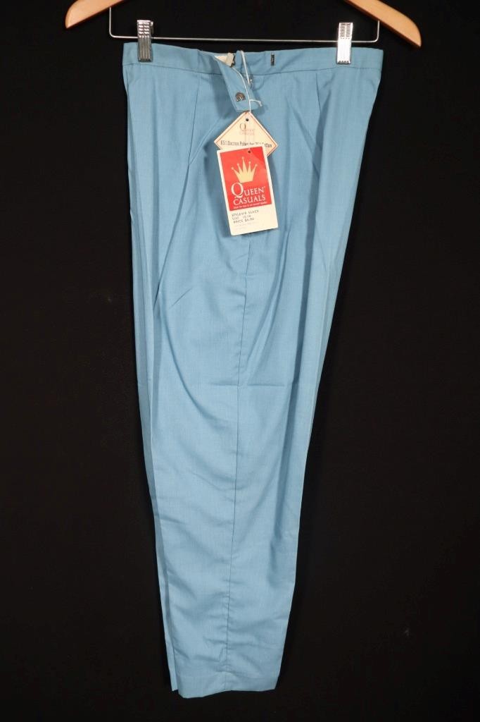 Vintage 1960’s Deadstock Unworn Blue Cotton Blend Capris 28″ Waist