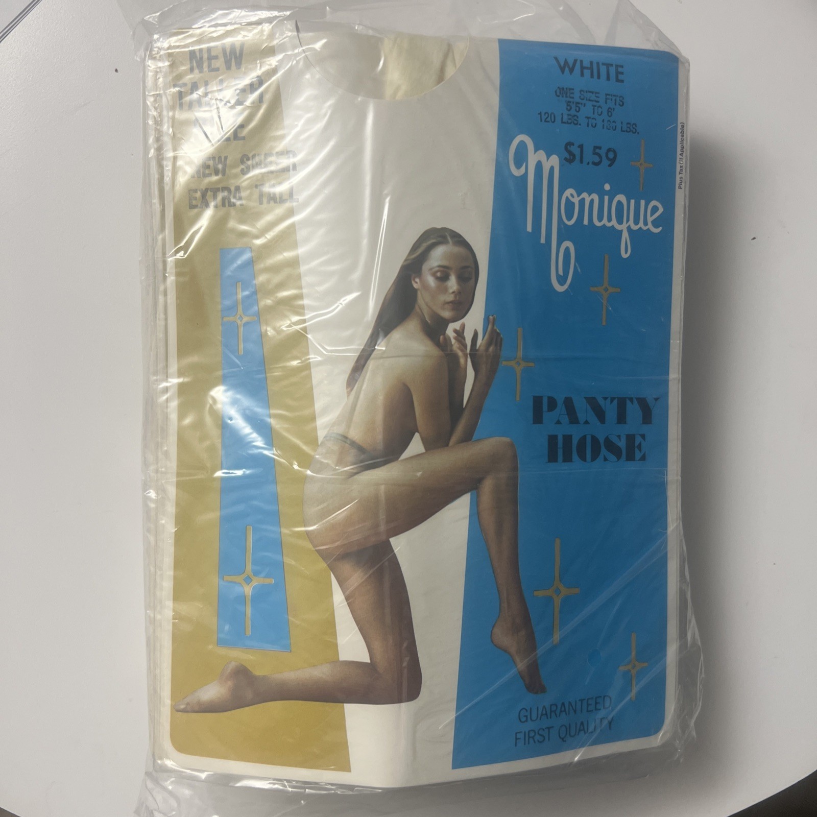 6 Pair Lot Monique Pantyhose Womens Sheer White Extra Tall Nylon VINTAGE 1970s