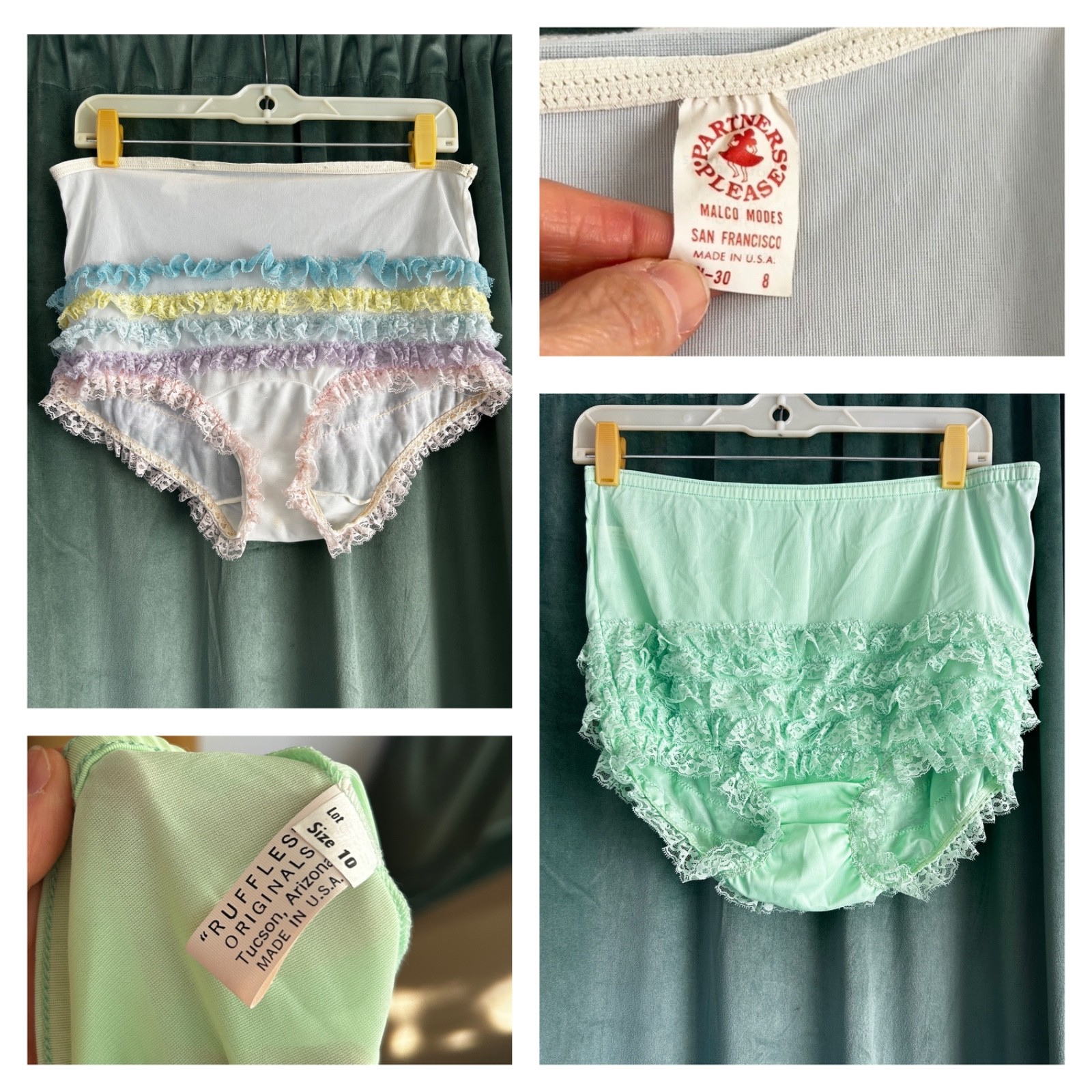 Vintage Partners Please Malco Modes Nylon Ruffle Rhumba Panties Size 10 Lot