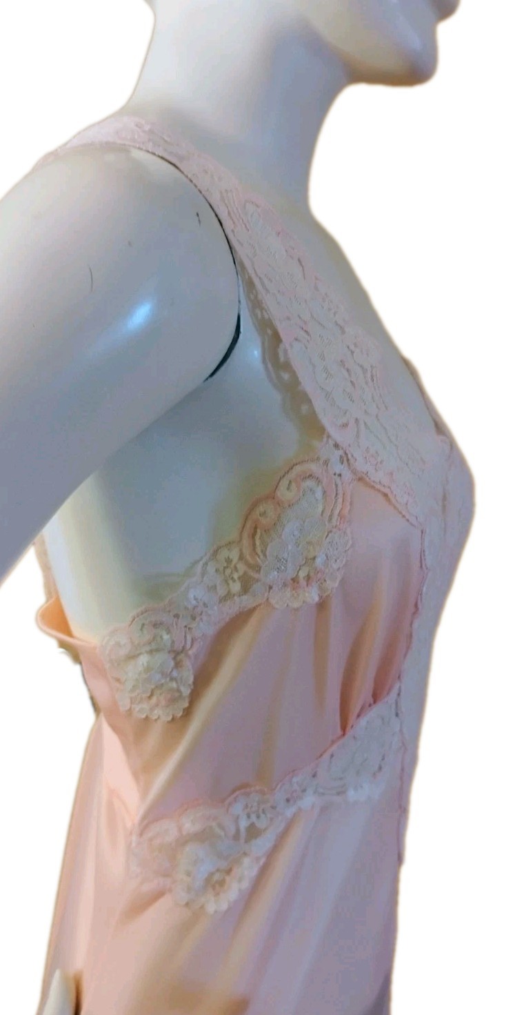 VTG 70’s „Jill Andrea of NY” Peach 100% Nylon Romantic Coquette Negligee L