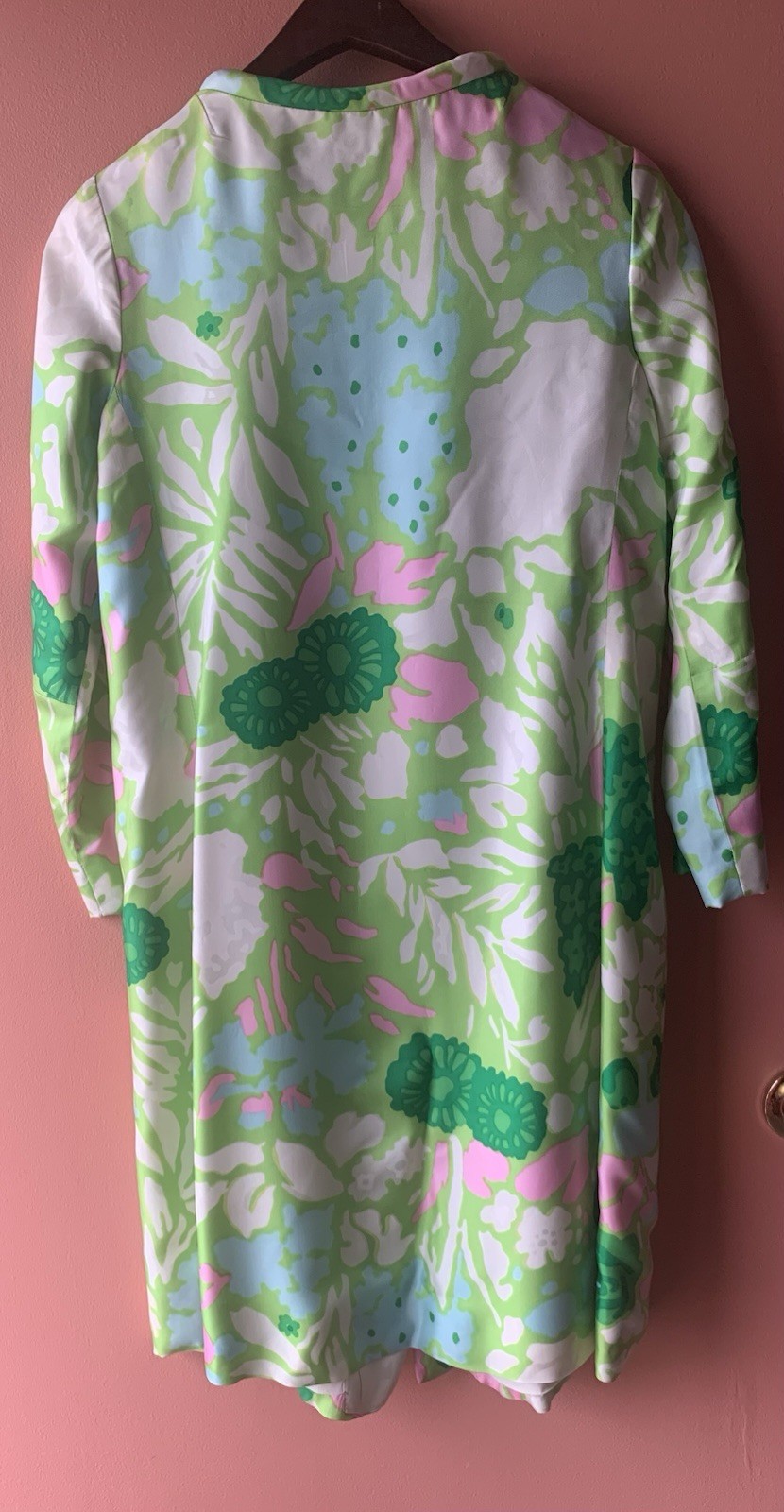 1960s Jacket COAT Small 3/4 Length TEFFTS MIAMI Flower Power Boho Green Pink Vtg