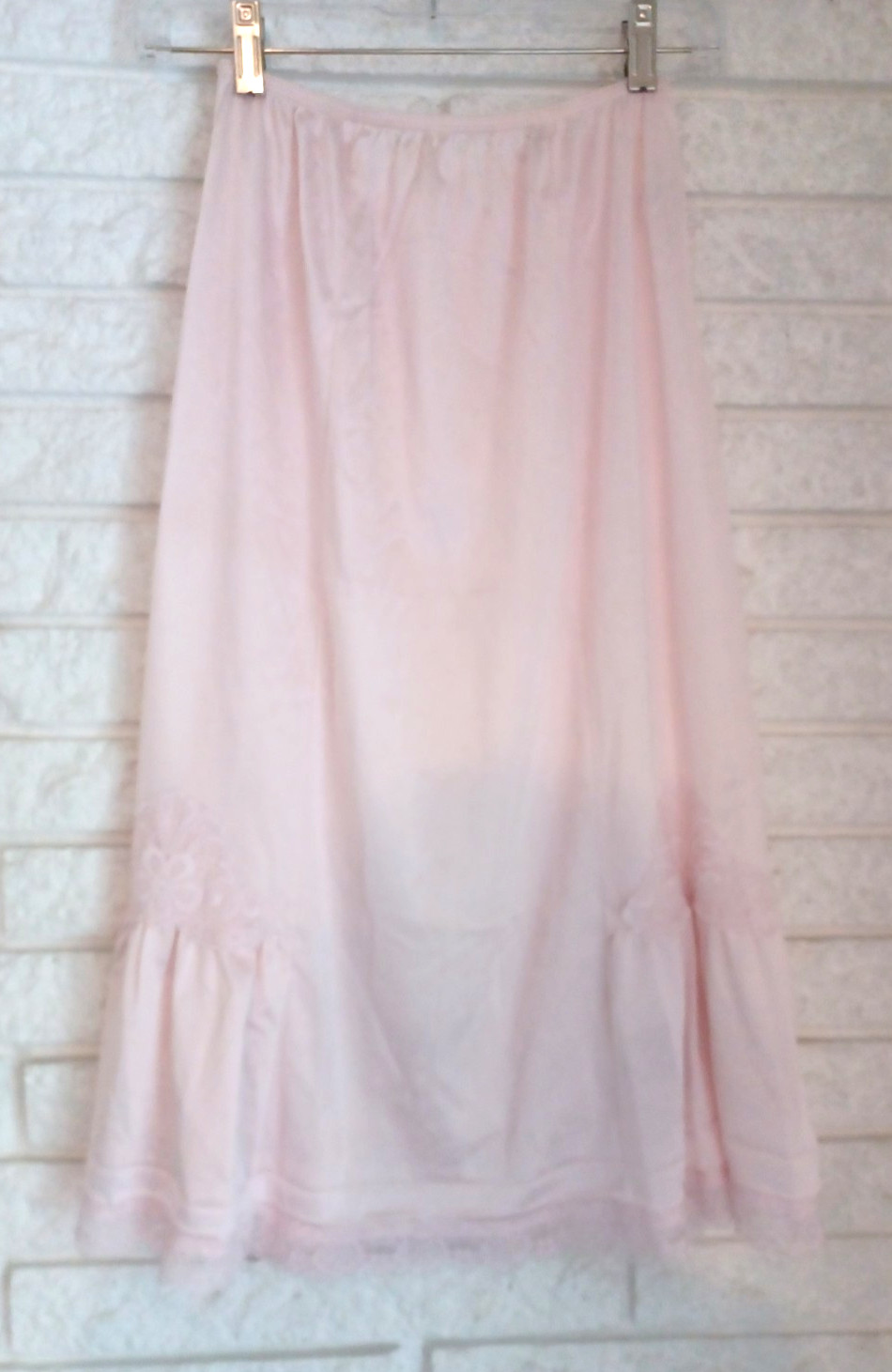 Vintage Ashley Taylor Pink Nylon Tricot & Lace Half Slip Med Waist 27/29