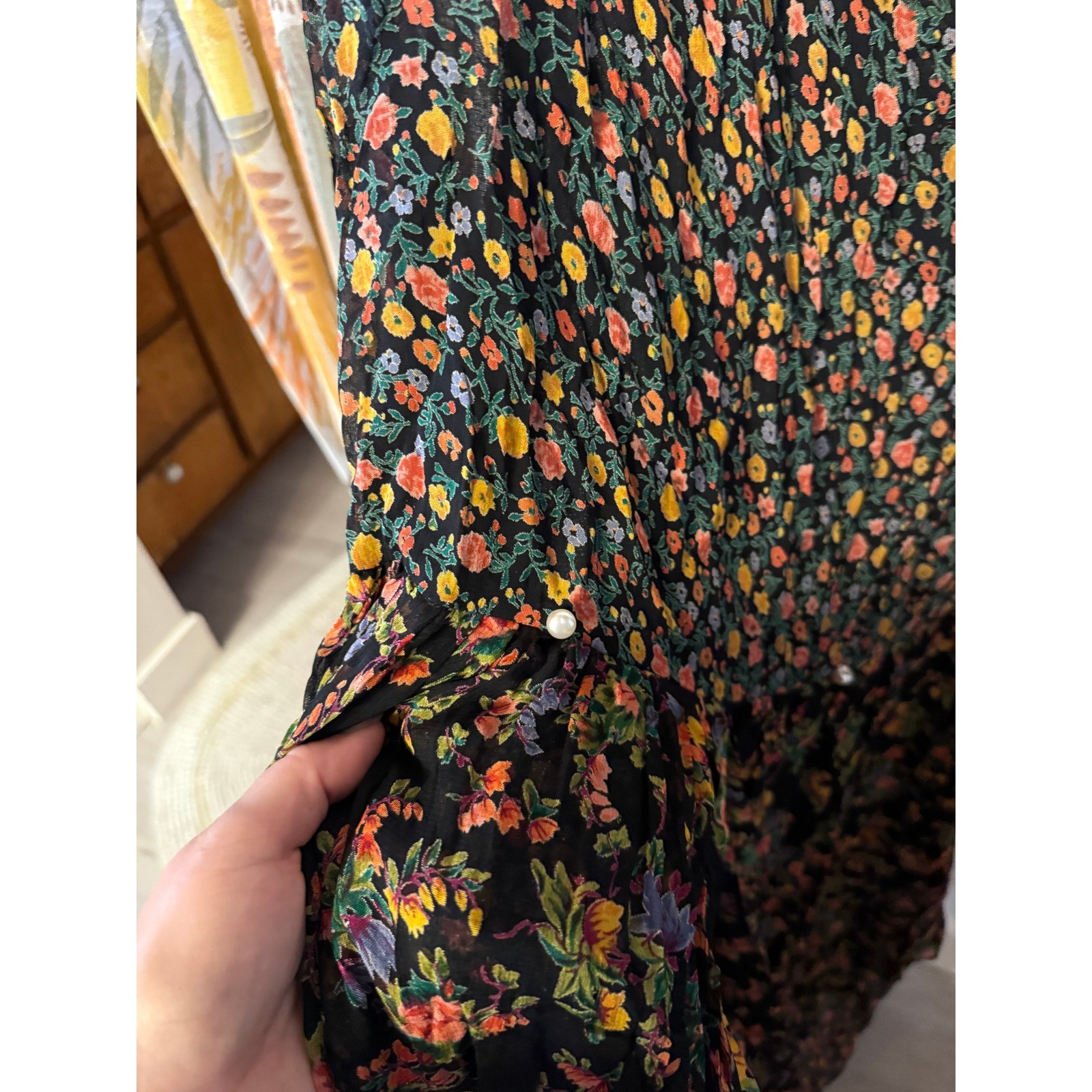 Jasmine midi flutter LG cottagecore cabincore floral scoop tie dress loose fit