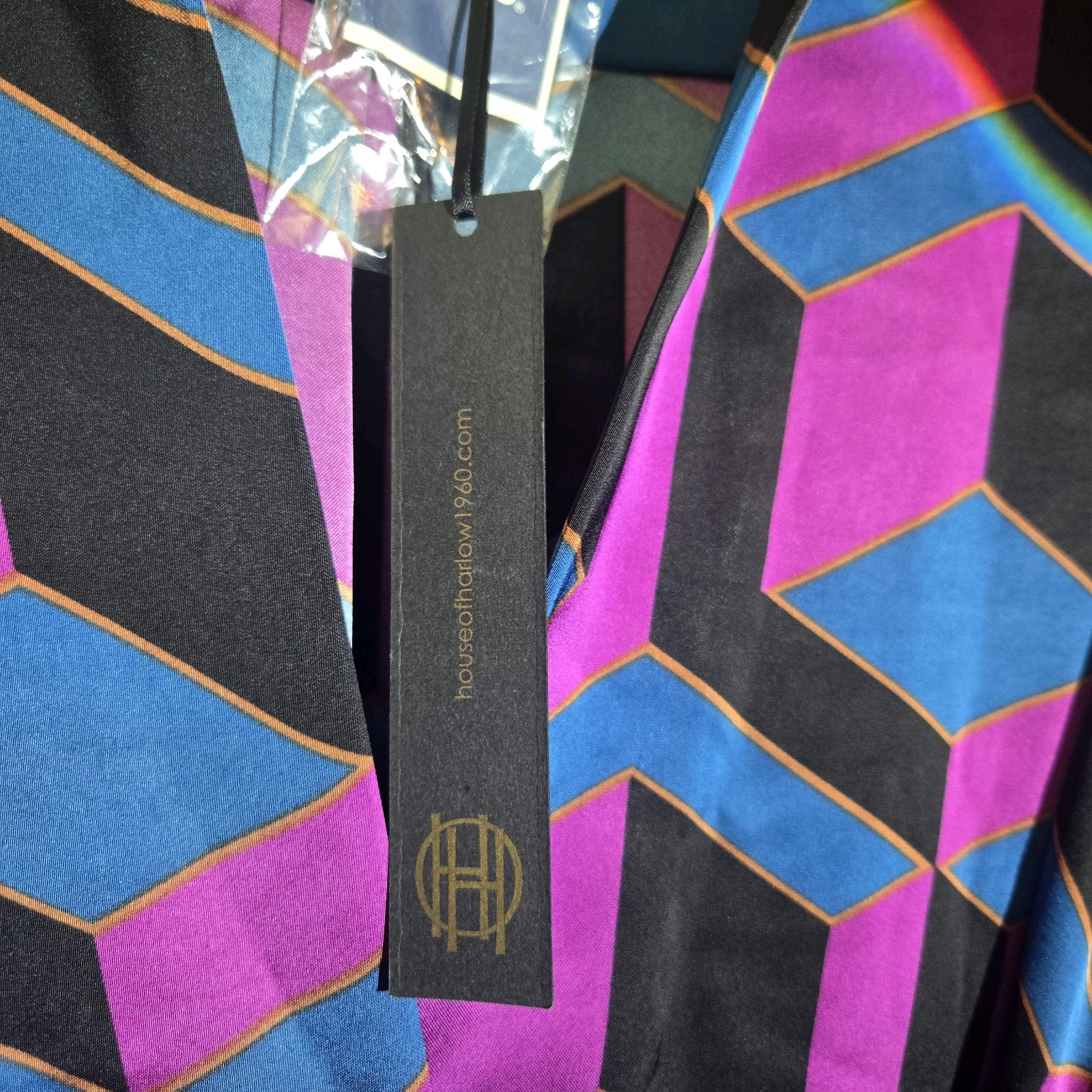 Vintage 1960s Inspired Geometric Wrap Dress By House Of Harlow 1960 Size M