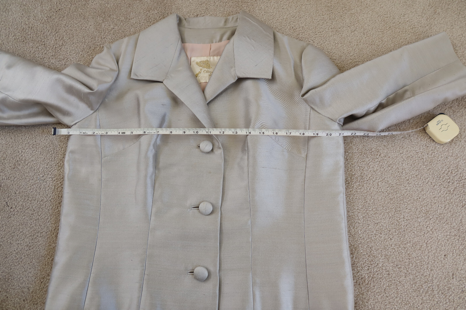 Vintage 1960s Silver Sheen Gino Rossi Cocktail Evening Jacket – Size L/XL