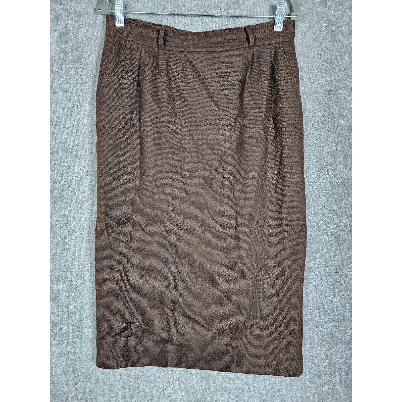 Vintage Michele Straight Maxi Skirt Womens Juniors Size 13/14 Brown Wool Lined
