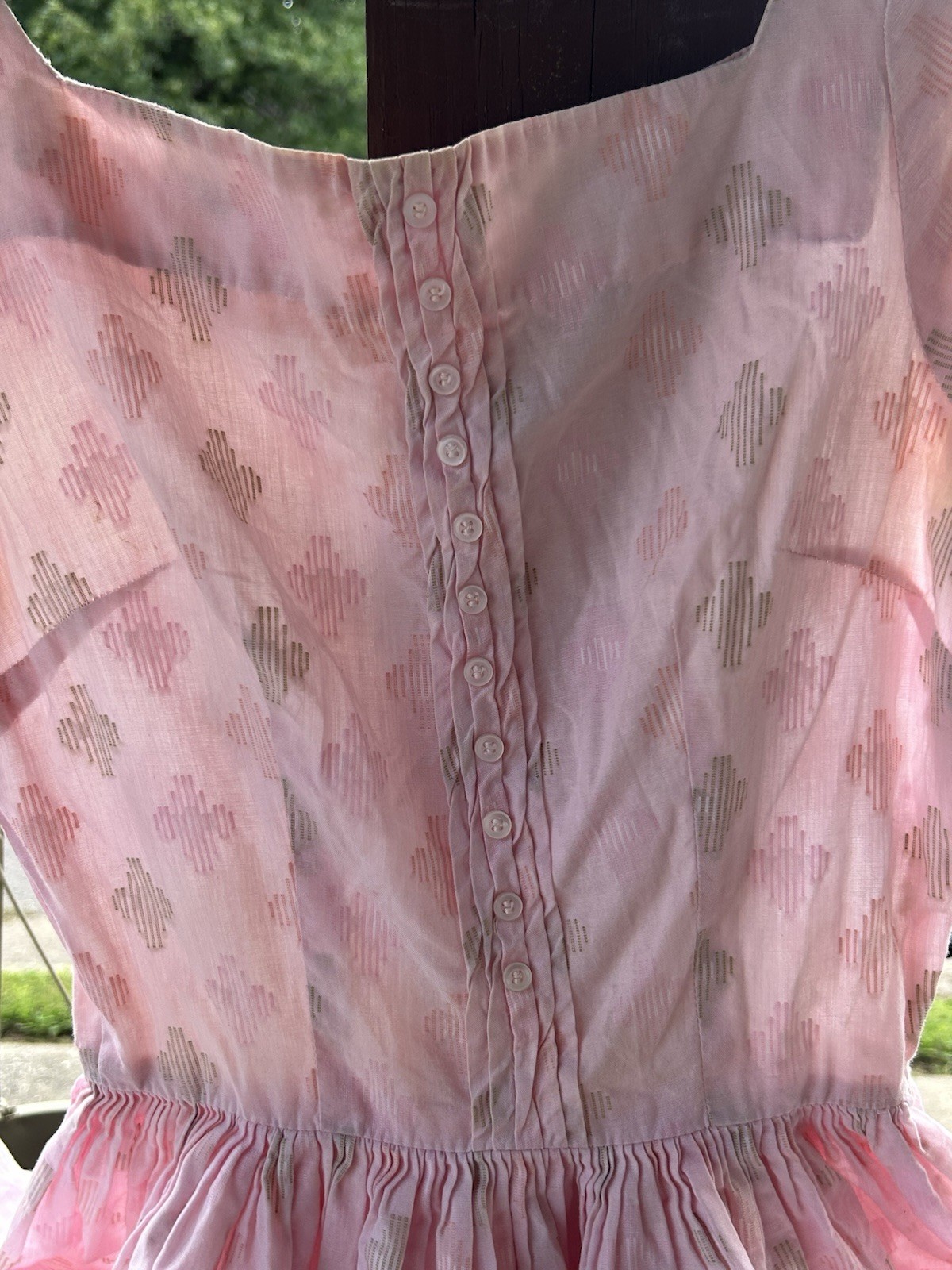 Jonathan Logan Pink & White Fit & Flare Vintage Dress, Short Sleeve