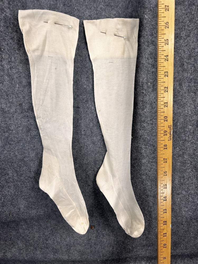 antique stockings women’s long white small 19thc original