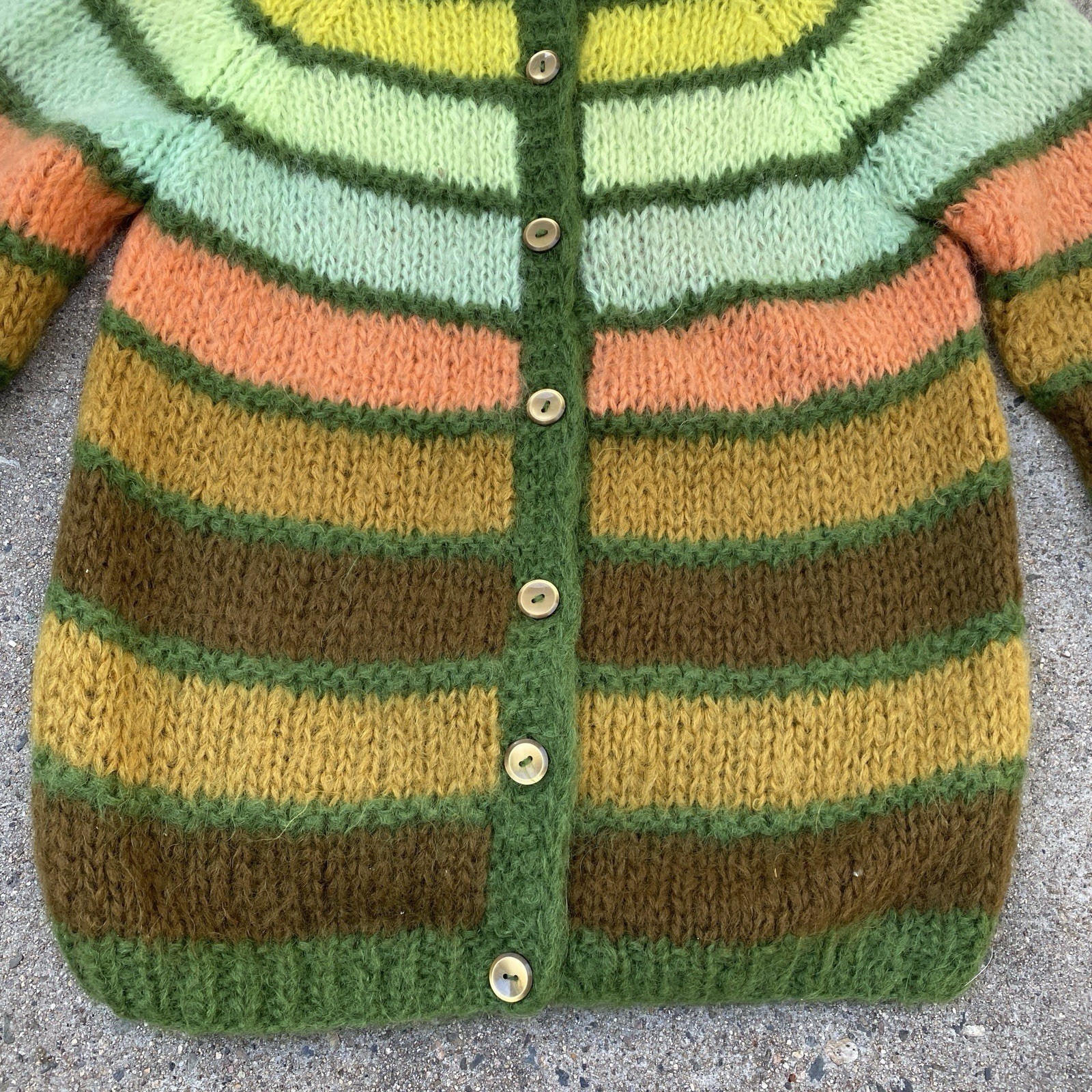 Vintage 50s 60s Mohair Cardigan Women Made in Italy Size 38 M/L Pastel Striped