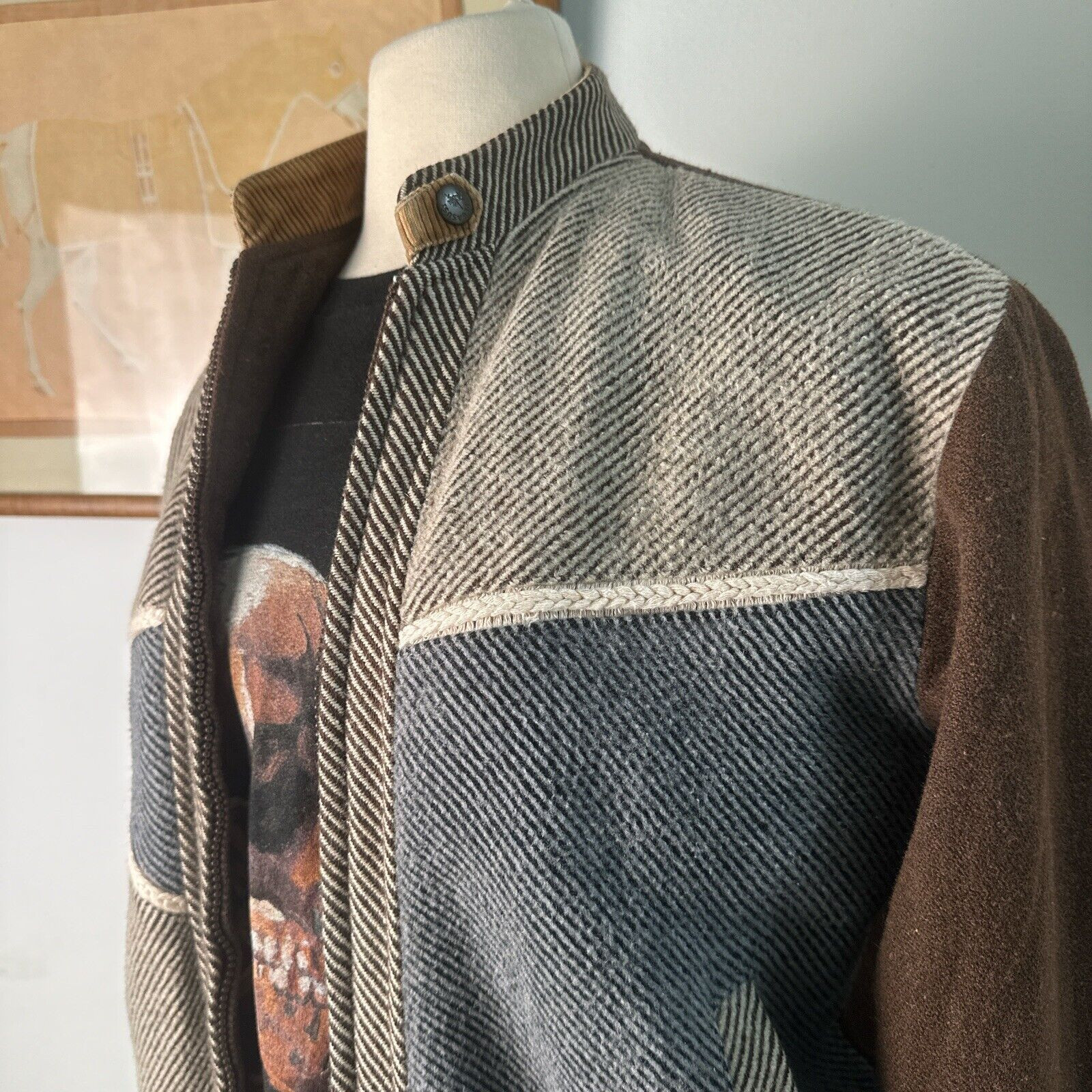 Vintage Patchwork Wool Bomber Jacket – Timeless Style with a Retro Edge