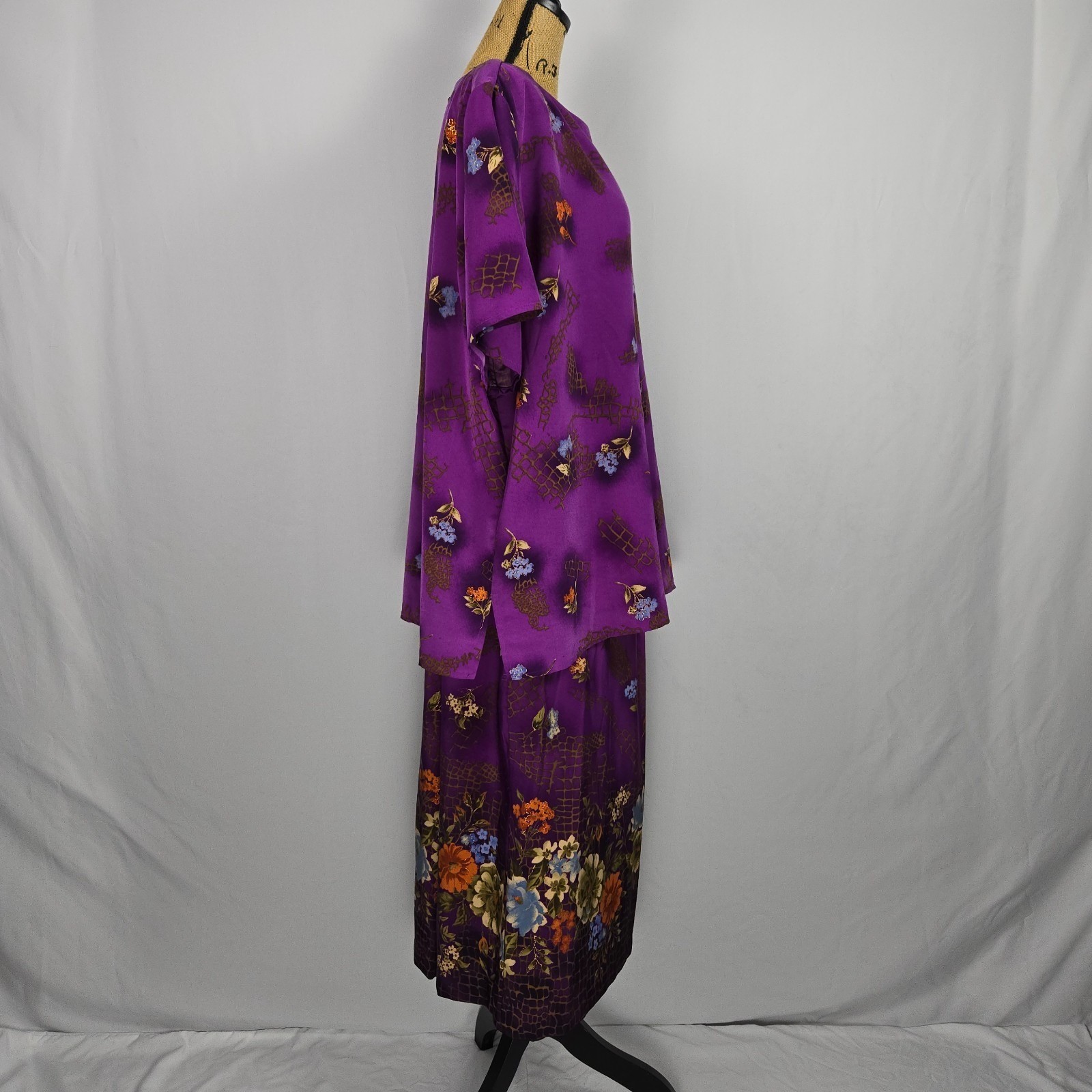 VTG Maggie Sweet Skirt Set 3X 2X Purple Floral 2Pc Midi Co-ord Y2K Cottagecore