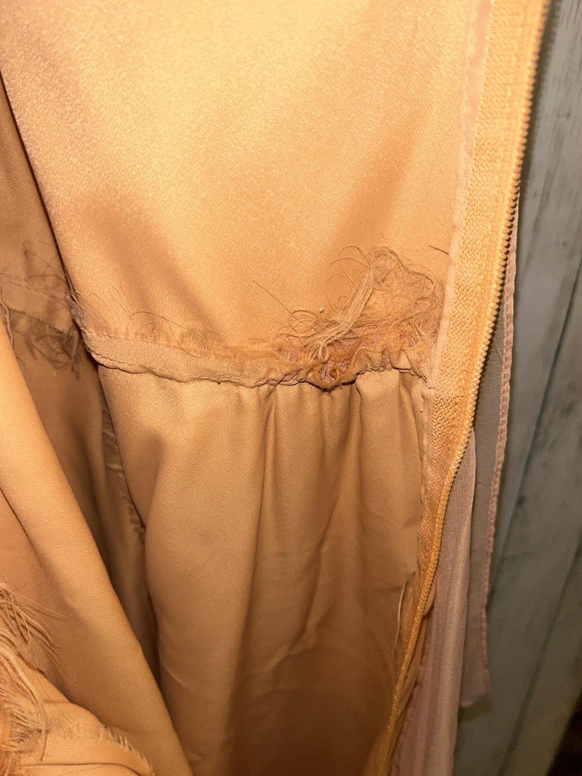 Emma Domb California Dress 14 Empire Waist Cape Sleeve Orange Chiffon Altered
