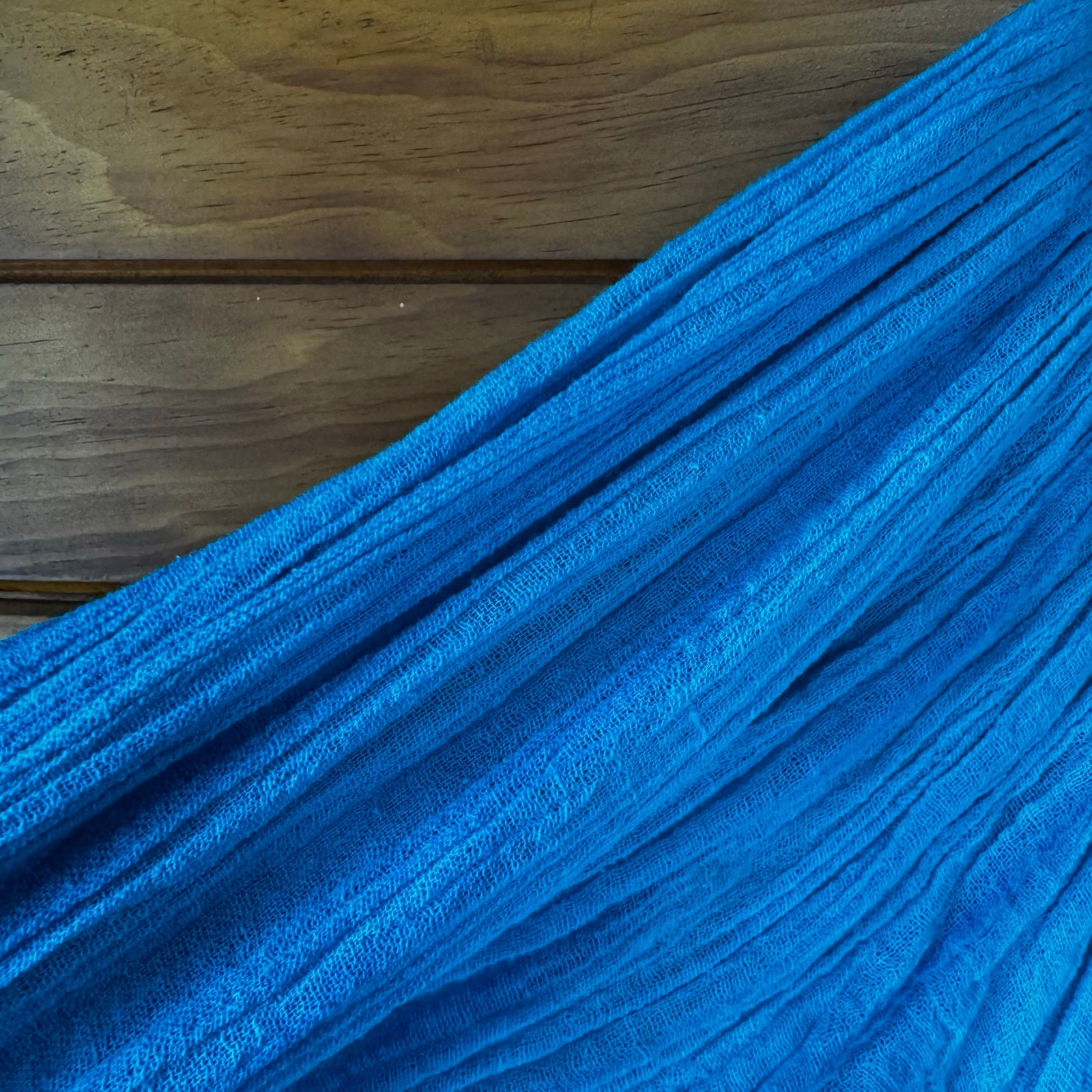 VTG 1970s Oaxaca Boho Hippie Turquoise Blue Cotton Gauze Flowy Dress Size S/M