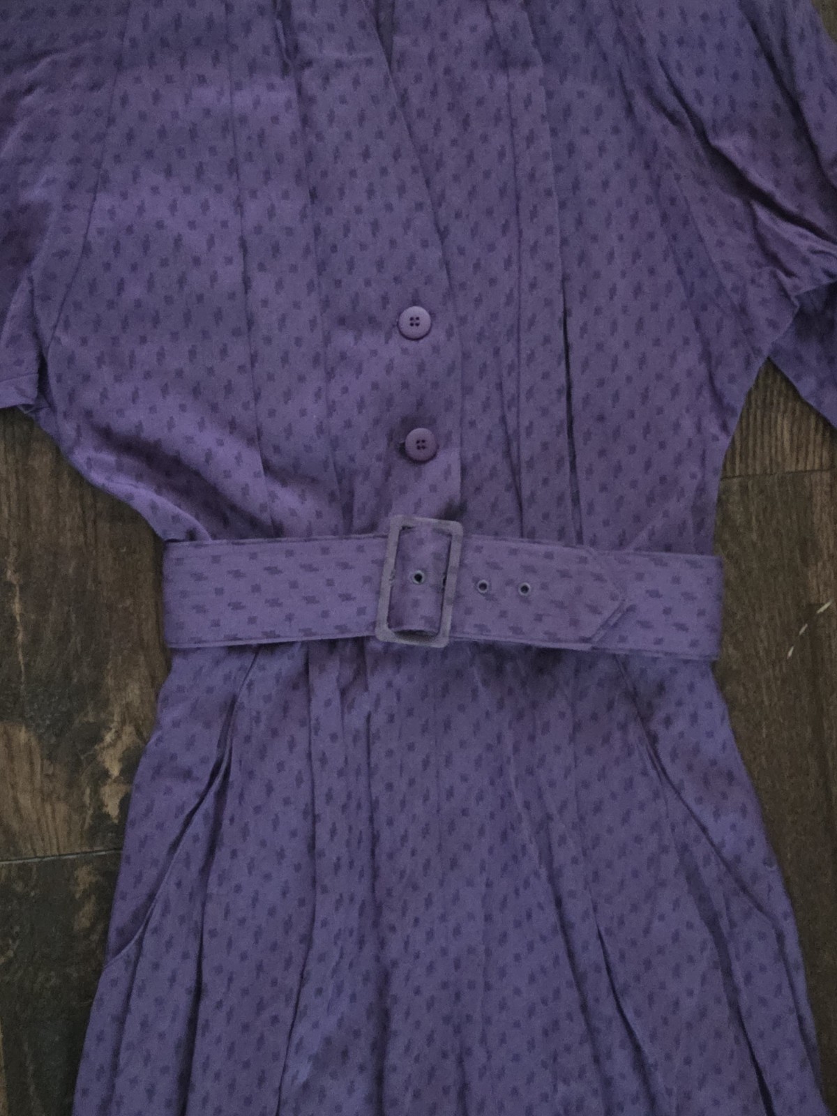 Vintage Rabbit Rabbit Rabbit Designs Purple Belted Midi Dress Sz 6 Dolman Sleeve
