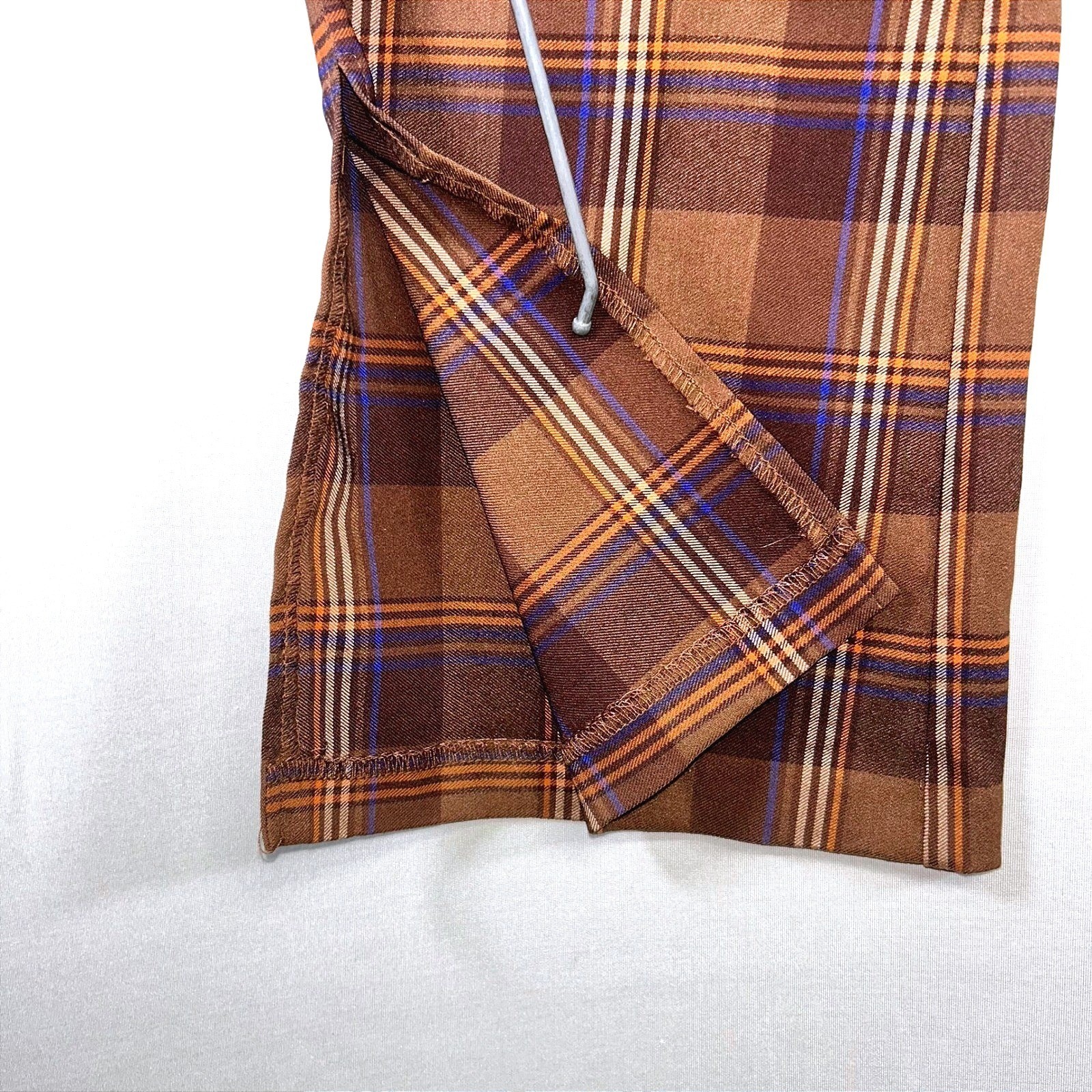 Cato Brown Plaid Flare Pants Women Size 8 Mid Rise Stretch Trouser Retro Preppy