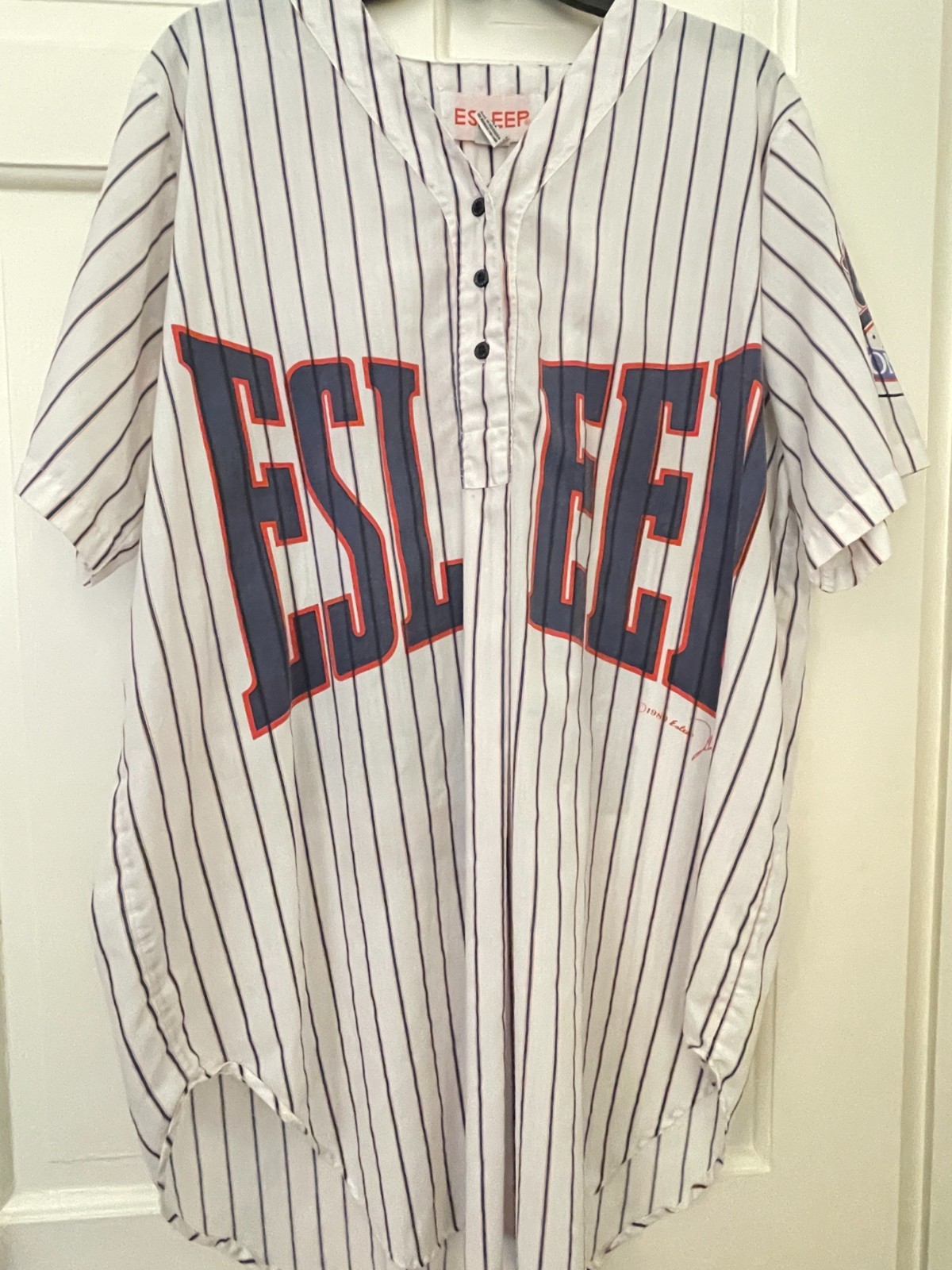 Esleep Vintage Baseball Double Header Night Gown One Size Short Sleeves