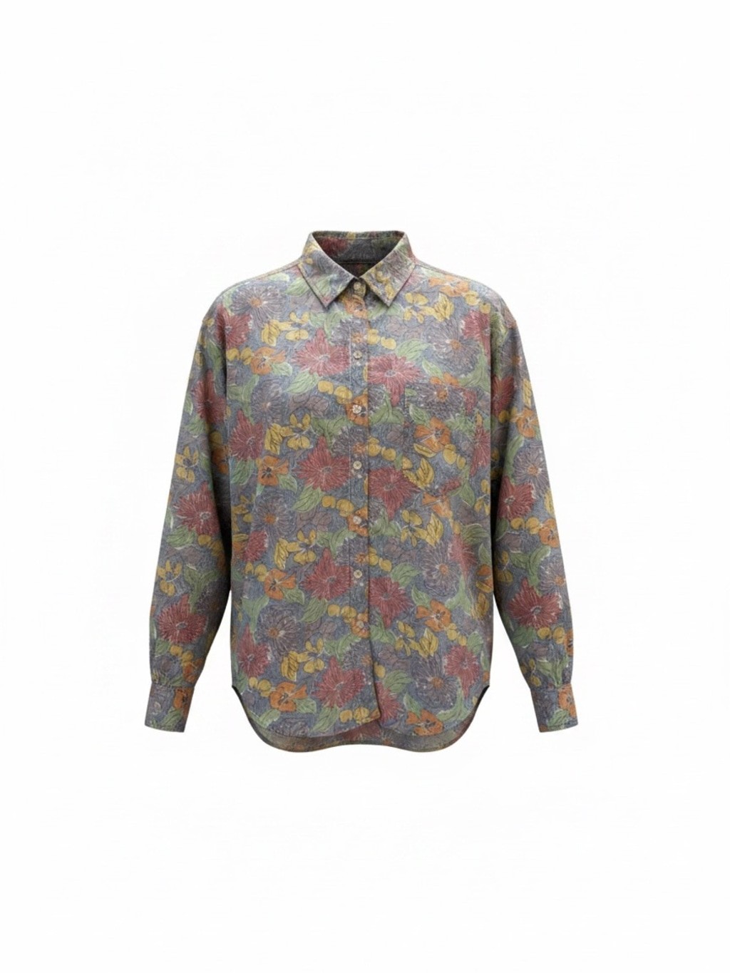 Esprit Multicolor Floral Button-Down Shirt Size M Vintage Boho Cottagecore