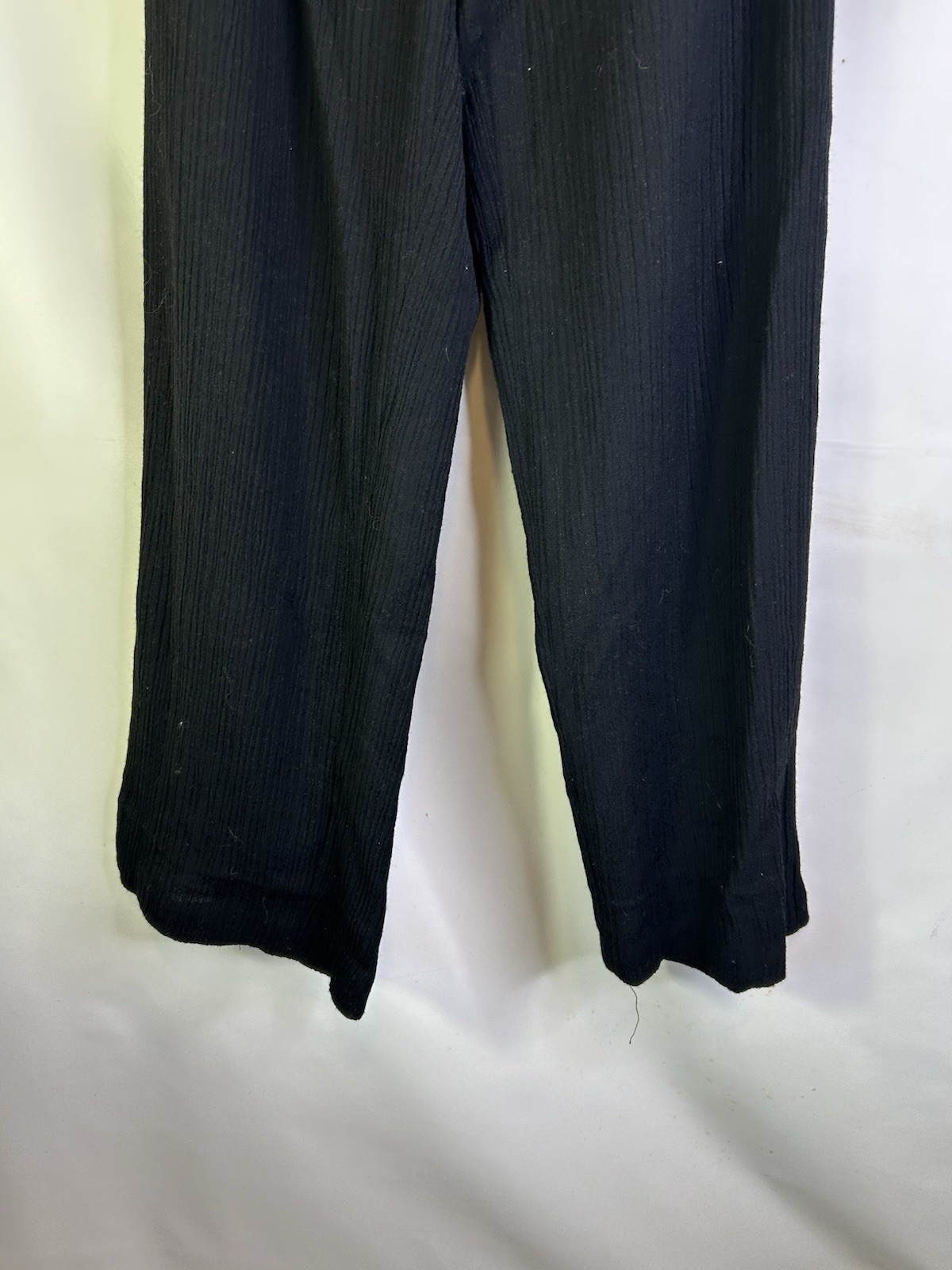 Vintages 90s Pants Womens 8 Wool Crepe Knit Drawstring Black Lagenlook Clean