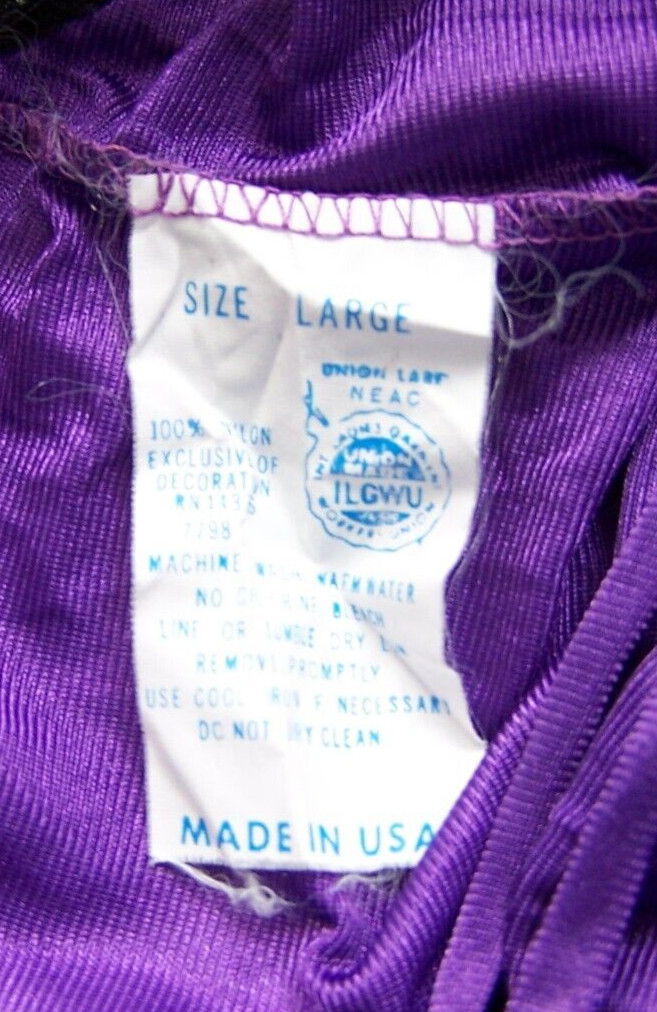 Vtg Nightgown Large 30s 40s Nylon Purple & Black Lace Honeymoon Bride READ