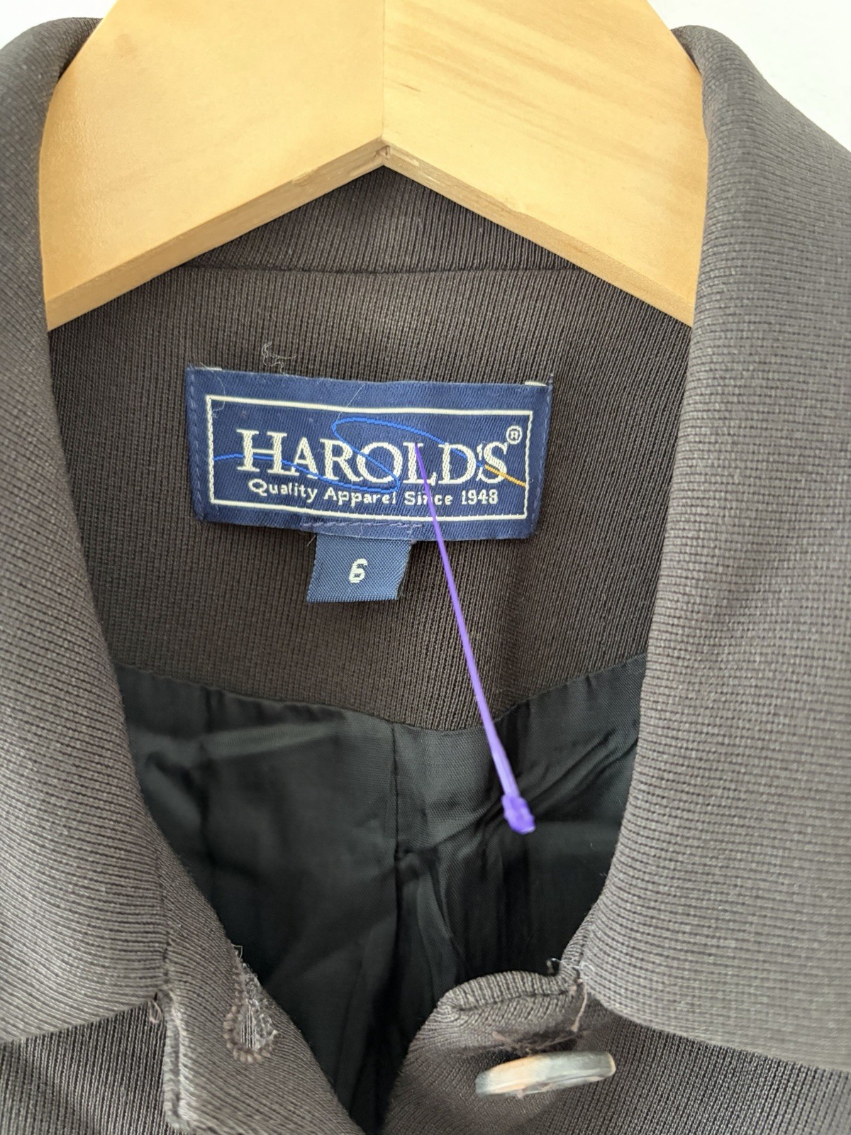 Harolds Jacket Women 8 Dark Brown Wool Blend Structured Blazer Career Wear USA