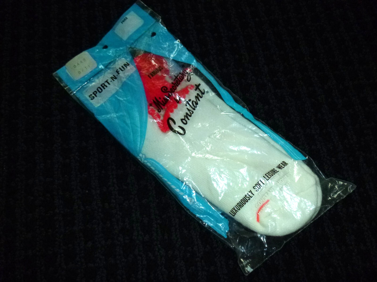 NOS Vtg Miss Secretary by Constant Pom Pom Ankle Socks Footies Red Poms
