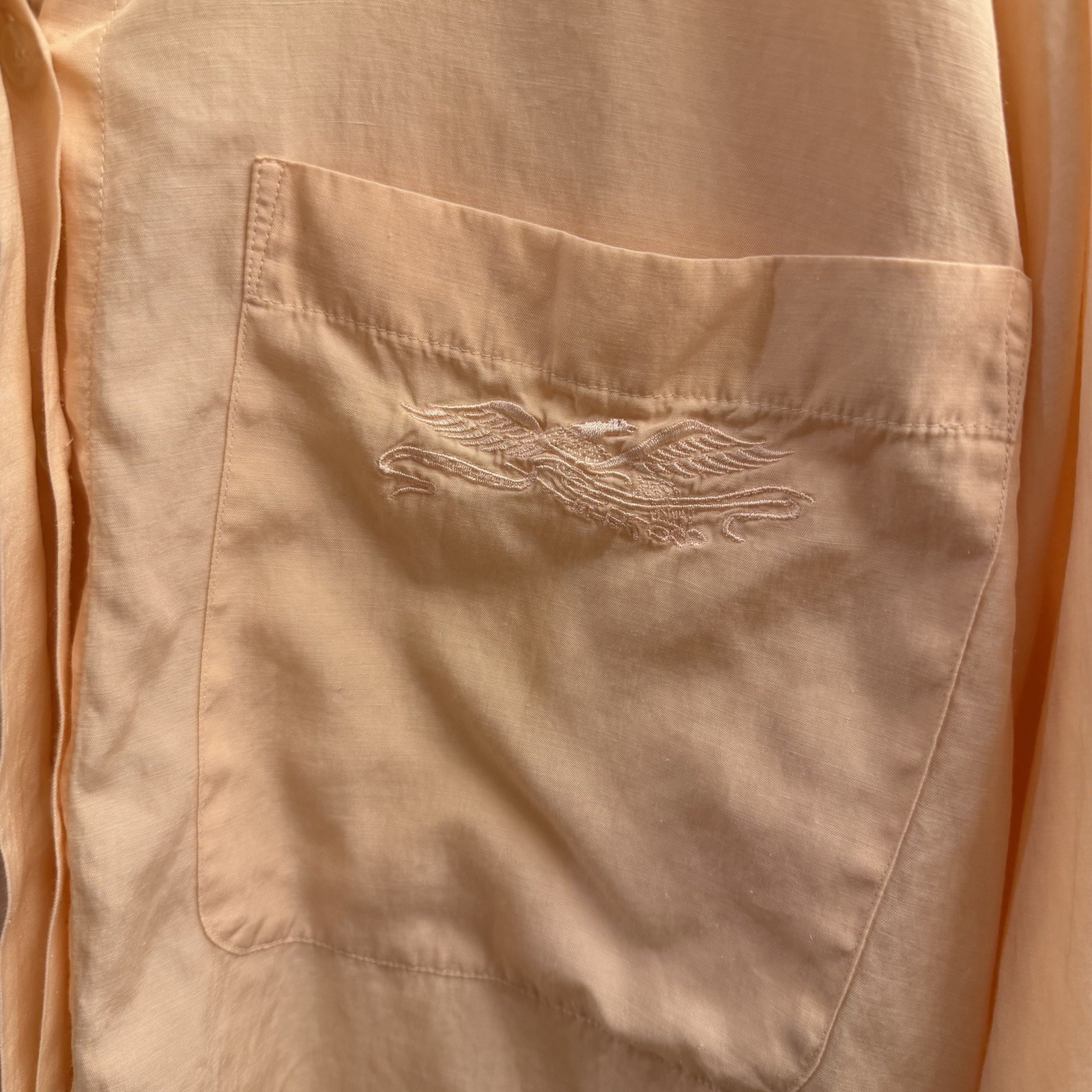 Perry Ellis America Silk Blend Button Down Shirt M Peach Pink Vintage