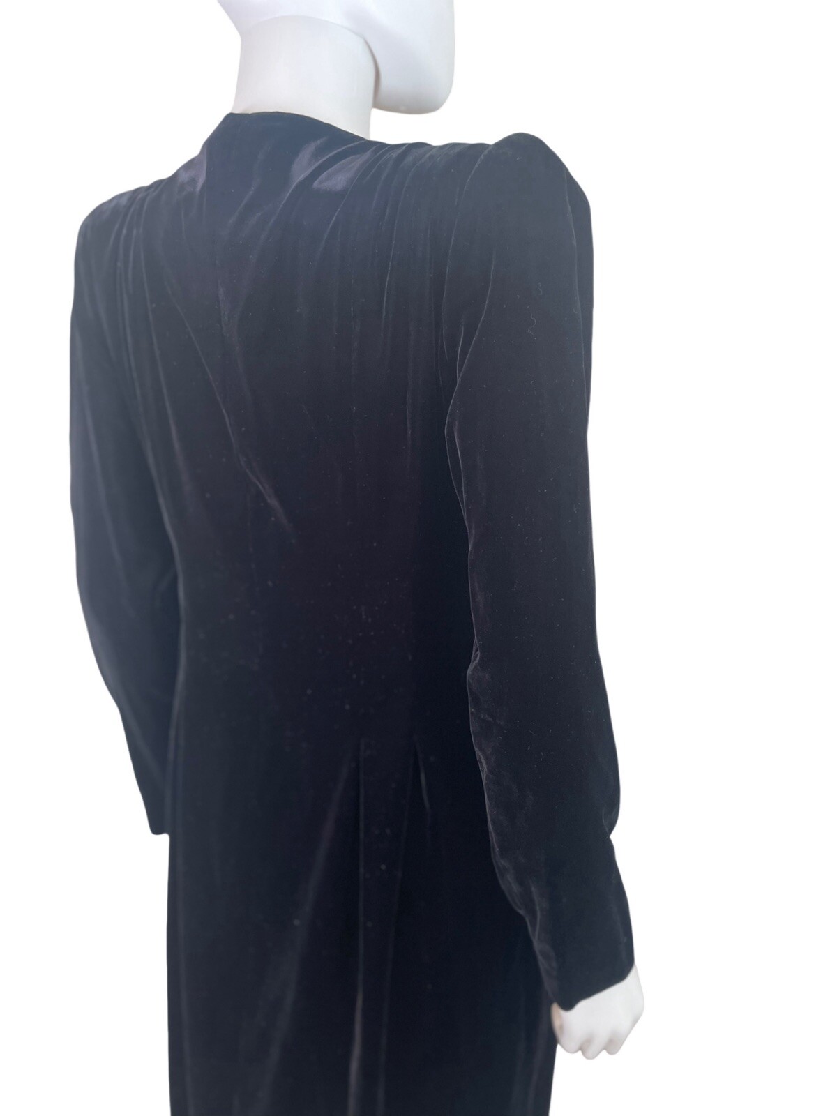 VTG Albert Nipon EXECUTIVE 80’s Black Velvet Coat Dress DYNASTY Alexis Jeweled 6