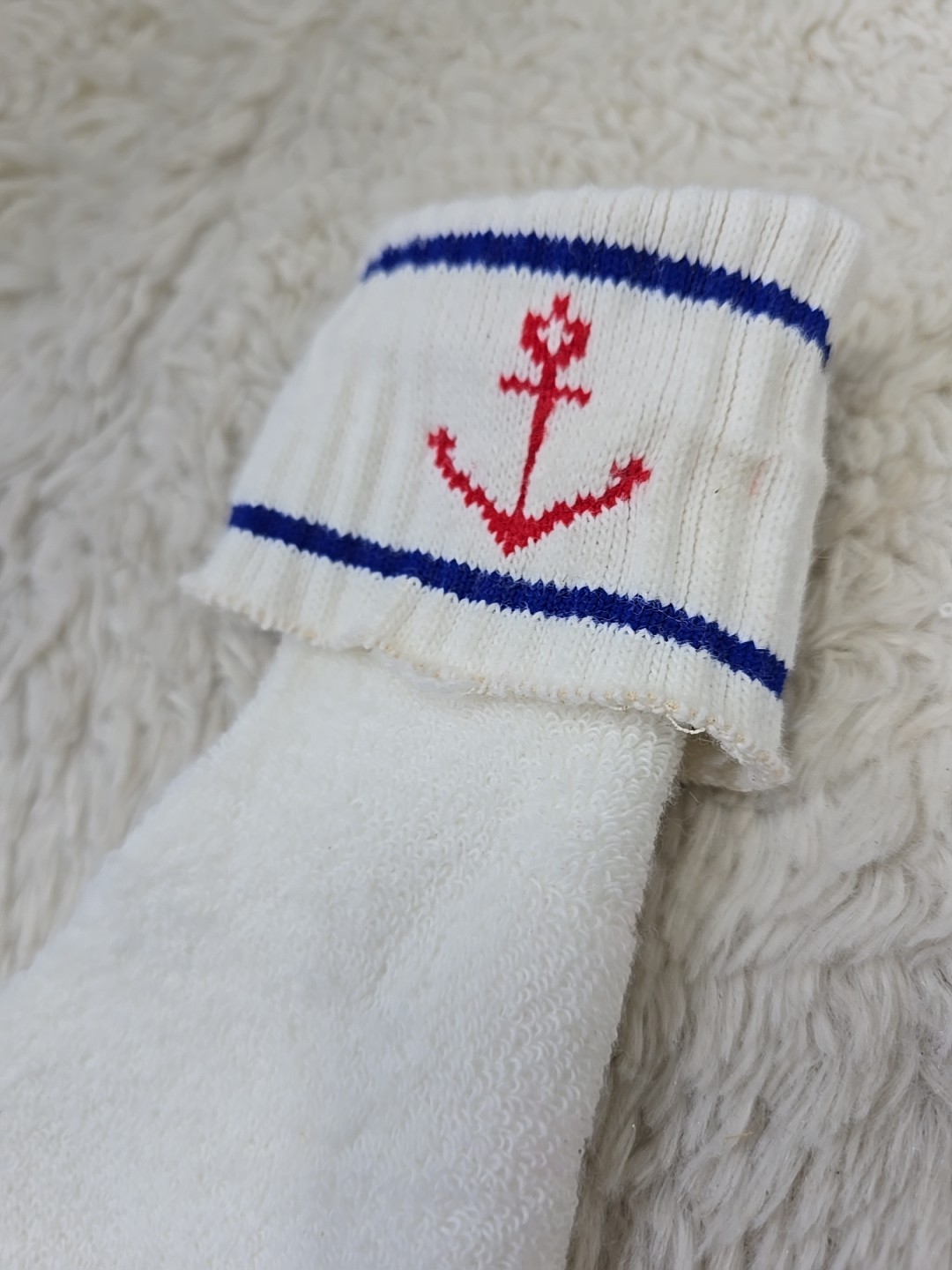 Vintage Sport Sox Cuffed Footie Socks Women’s 9-11 Nautical Terry Cloth 2 Pack