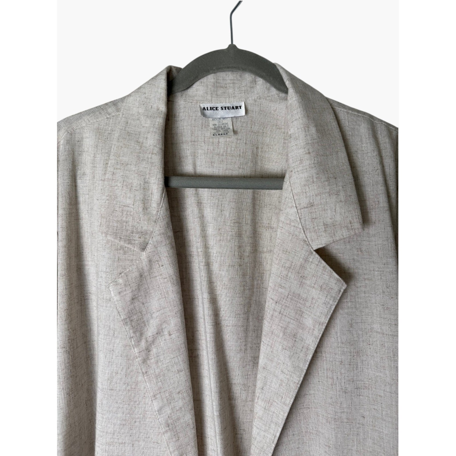 Vintage Alice Stuart Lightweight Oatmeal Beige Jacket Blazer Sz XL