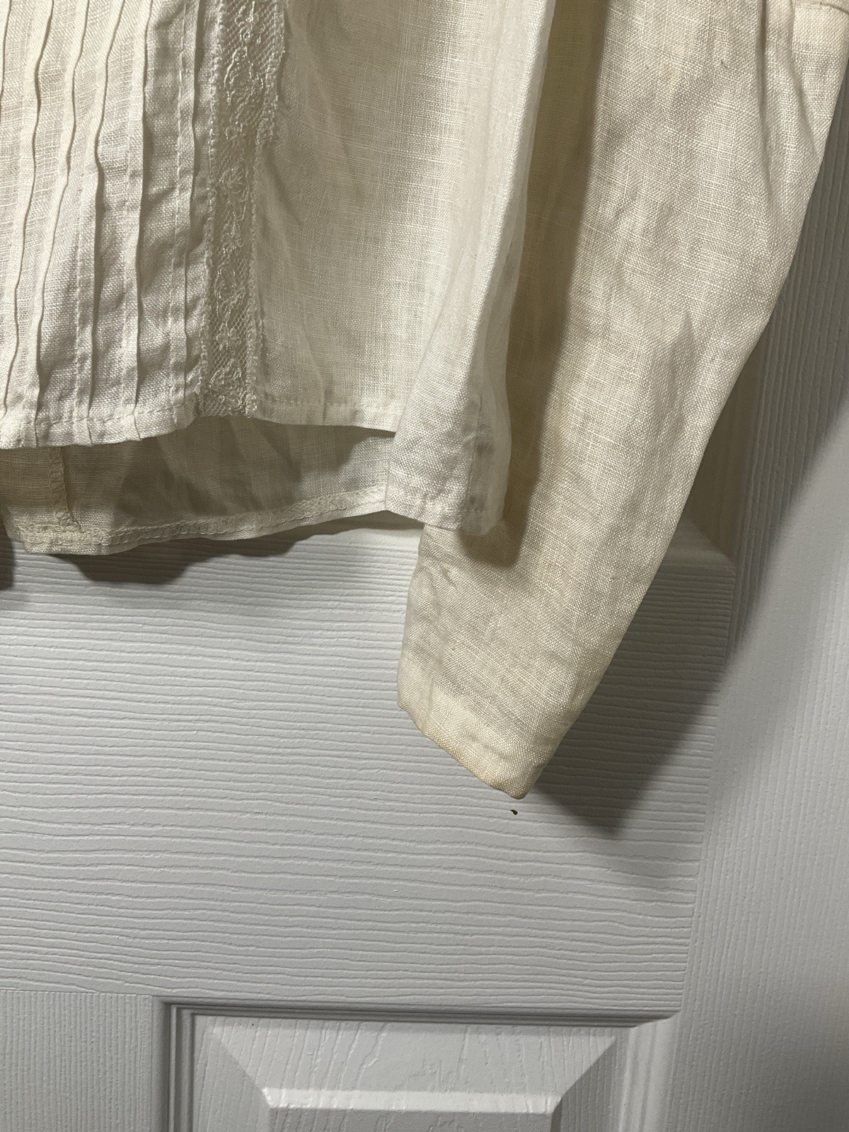 Antique Victorian Edwardian 1900s Sheer Blouse Cotton Voile Embroidery Ivory