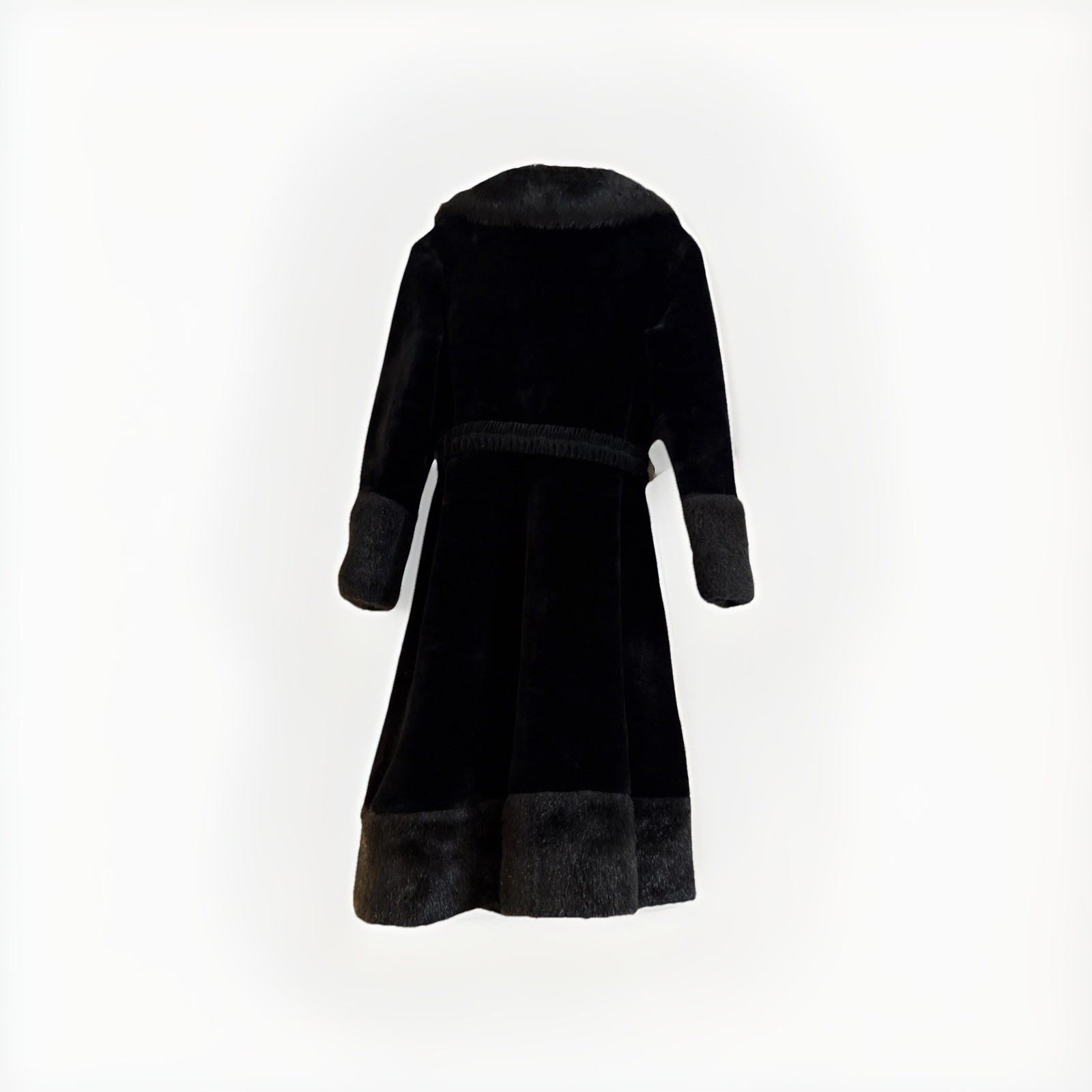 Vintage 1960s–70s Rogers Gallery Ltd Black Velvet Coat Faux Fur Trim Union Made
