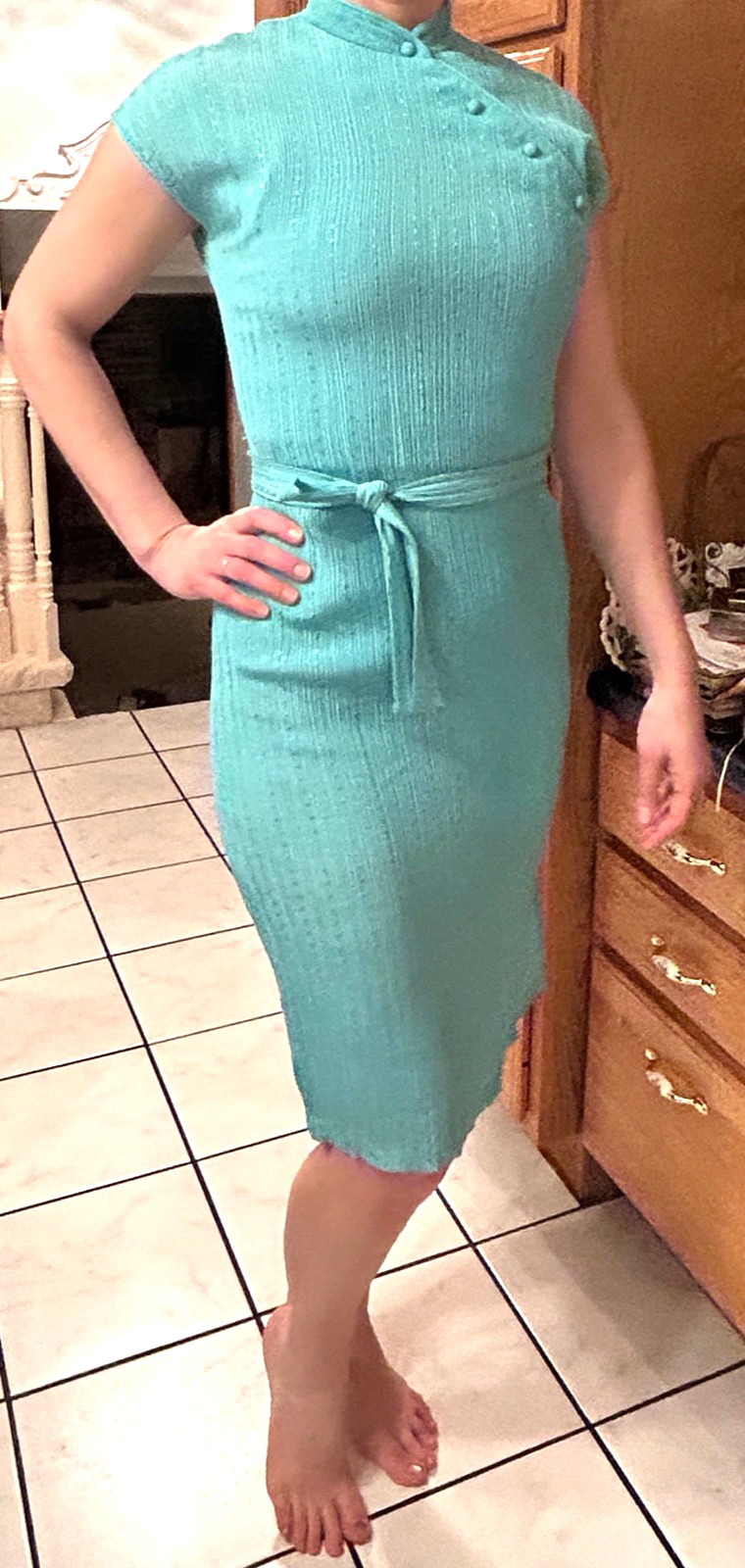 Vintage Chinese Oriental Style Sexy Dress Stretchy S or M REDUCED